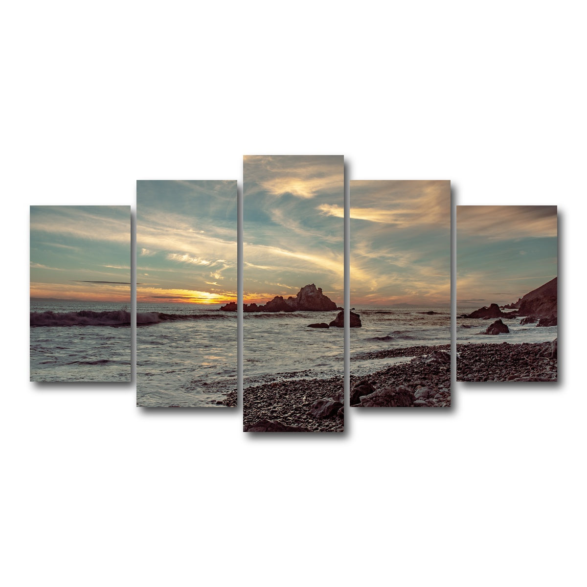AUTO-MOCKUP WHITE | Pfieffer Beach Sunset | 5 Piece | Gallery Wrap Canvas | group=5_normal