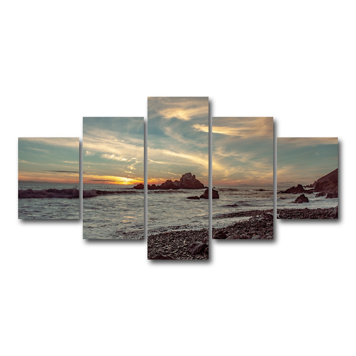 AUTO-MOCKUP WHITE | Pfieffer Beach Sunset | 5 Piece | Gallery Wrap Canvas | group=5_short