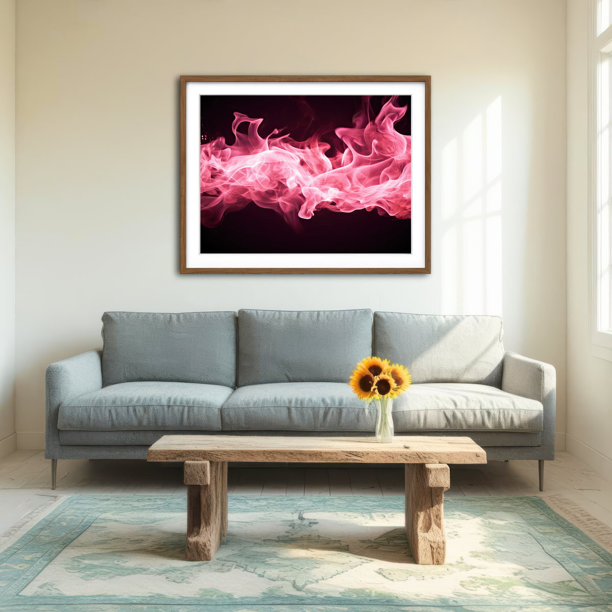 AUTO-MOCKUP ROOM | Pink Fire Wall Art