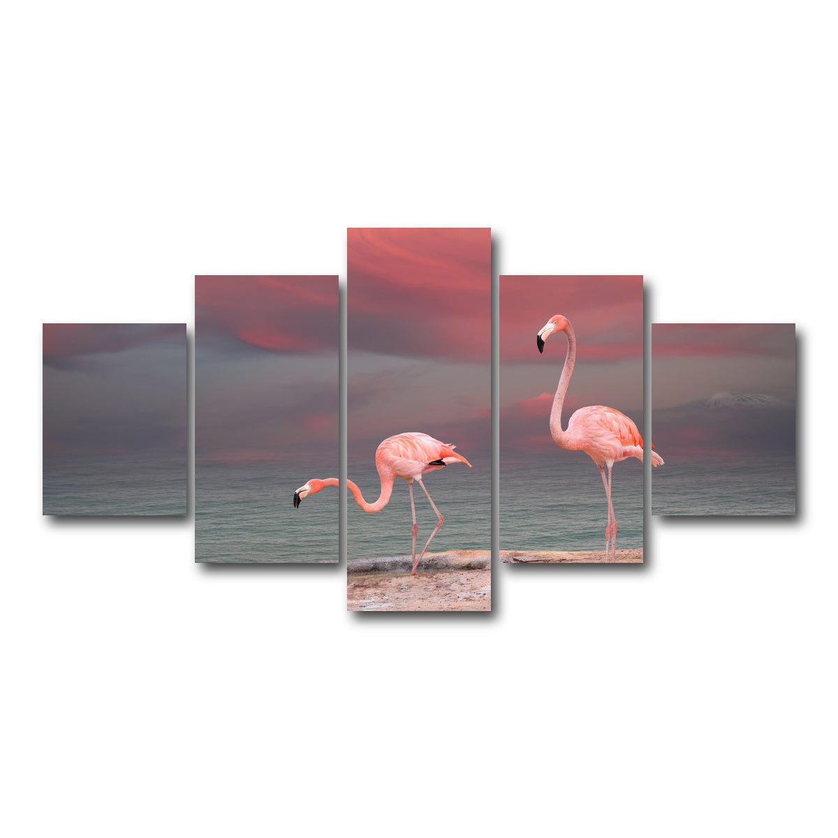 AUTO-MOCKUP WHITE | Pink Flamingo's on the Coast | 5 Piece | Gallery Wrap Canvas | group=5_short