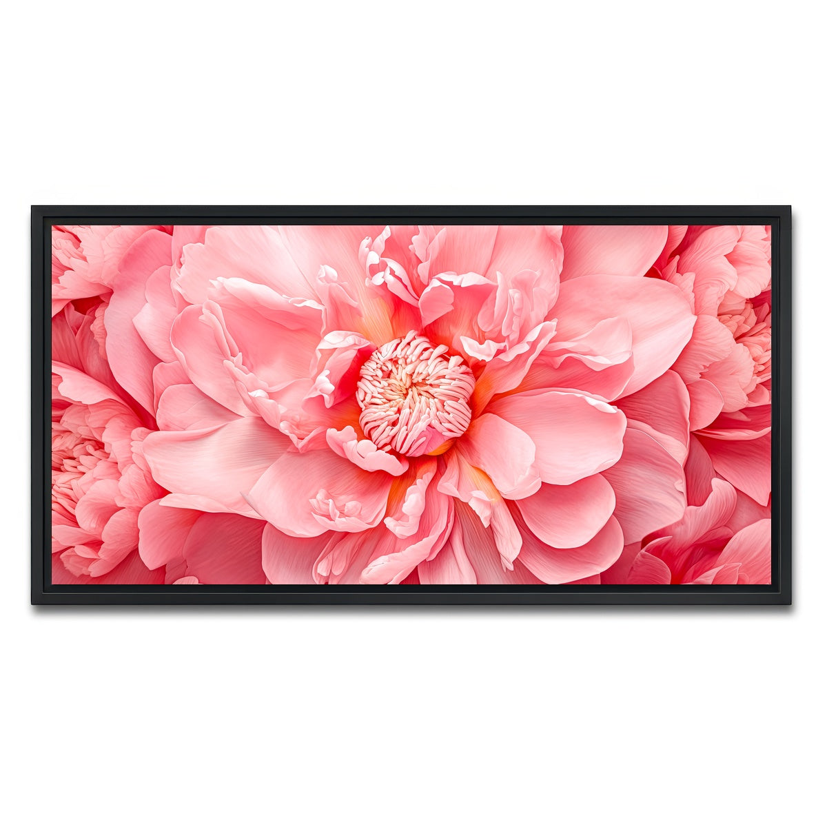 AUTO-MOCKUP WHITE | Pink Flower | 1 Piece | Black Framed Canvas | group=2x1