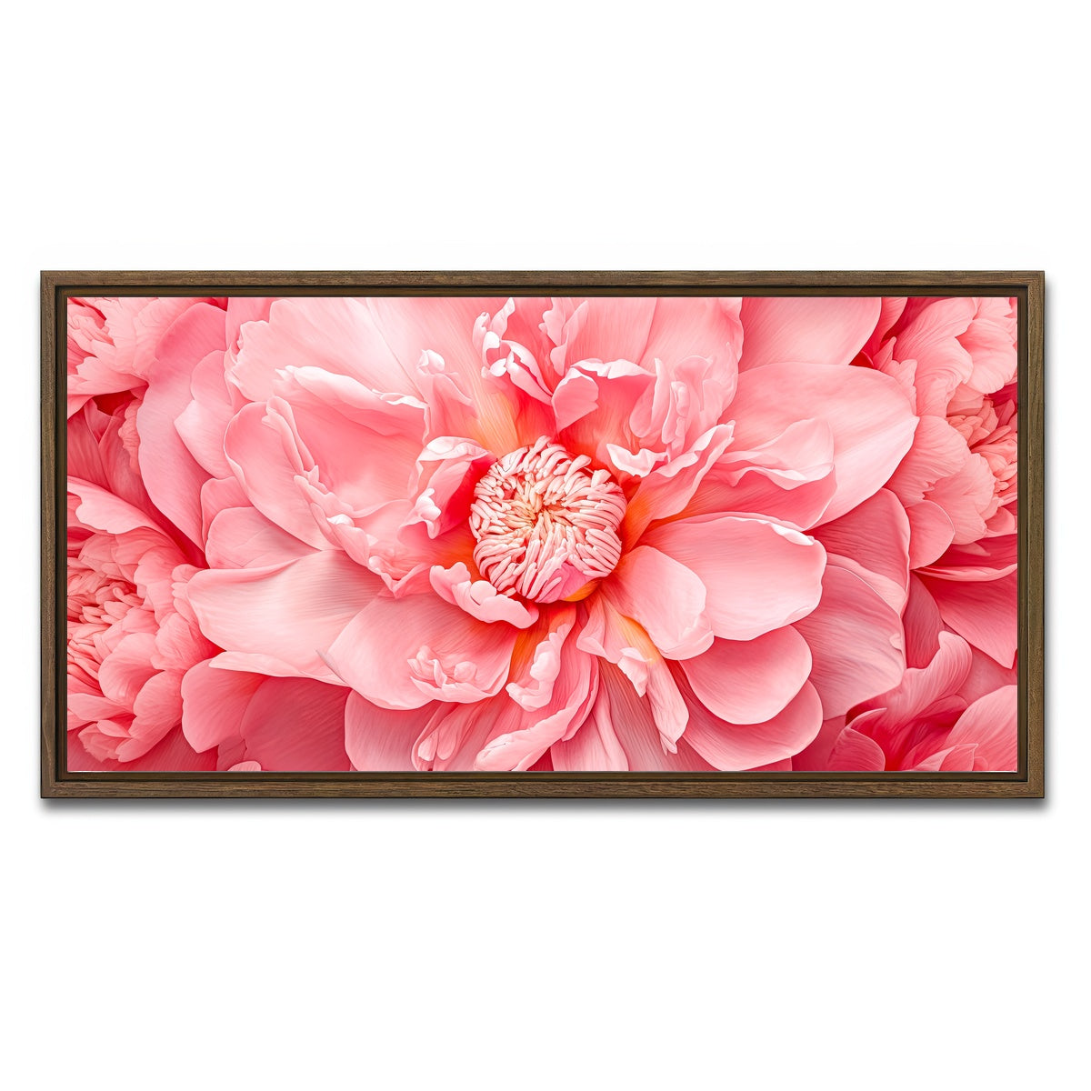 AUTO-MOCKUP WHITE | Pink Flower | 1 Piece | Walnut Framed Canvas | group=2x1