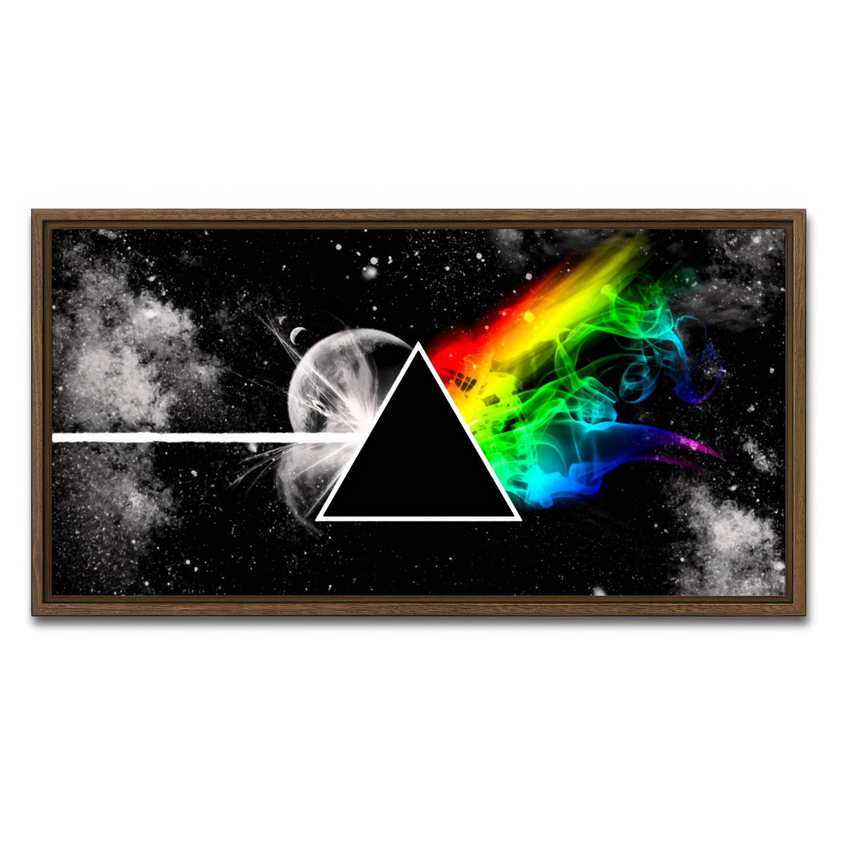 AUTO-MOCKUP WHITE | Pink Floyd - dark side of the moon | 1 Piece | Walnut Frame | group=2x1