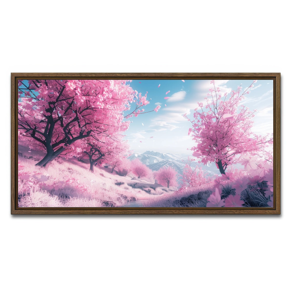 AUTO-MOCKUP WHITE | Pink Forest | 1 Piece | Walnut Framed Canvas | group=2x1