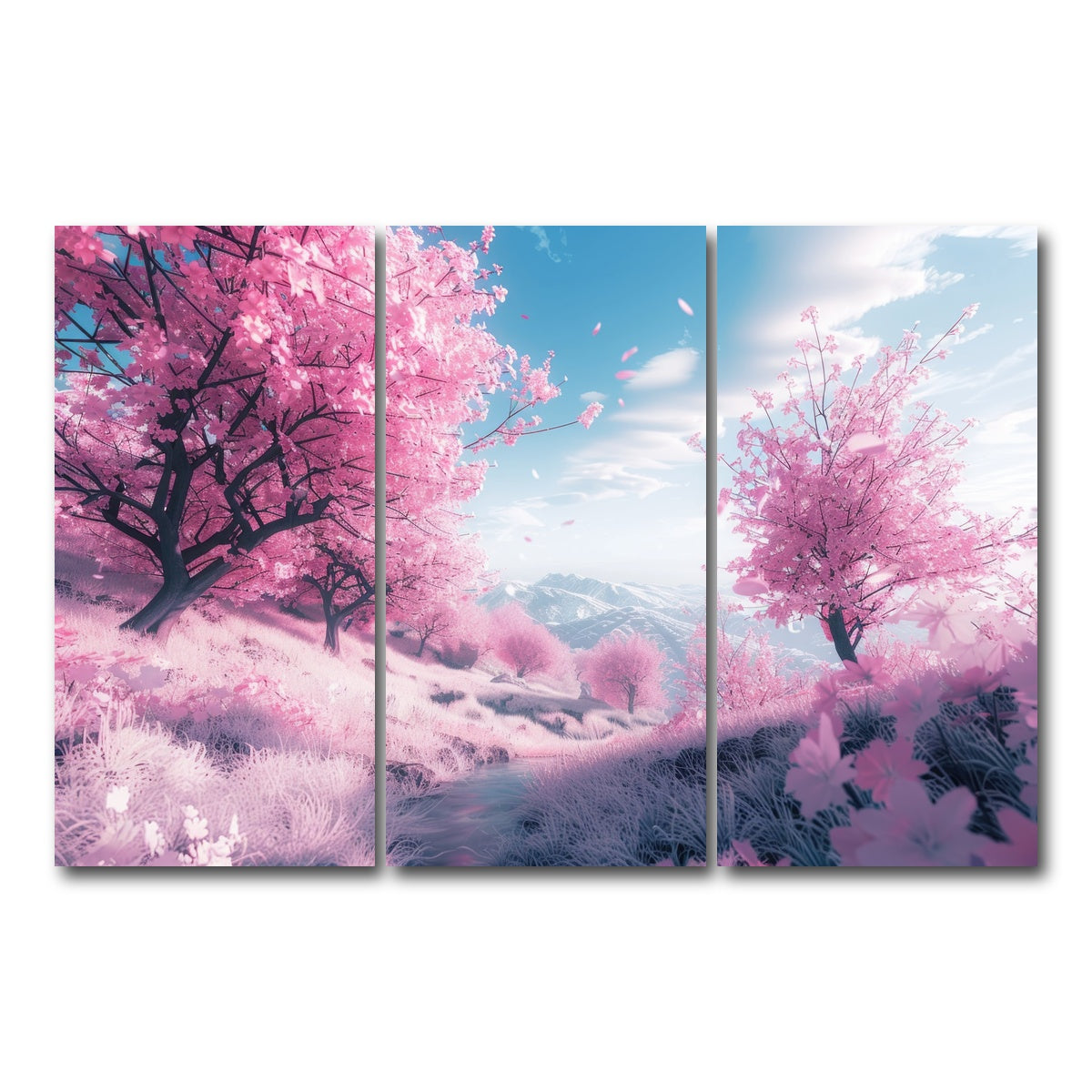 AUTO-MOCKUP WHITE | Pink Forest | 3 Piece | Gallery Wrap Canvas | group=12x24