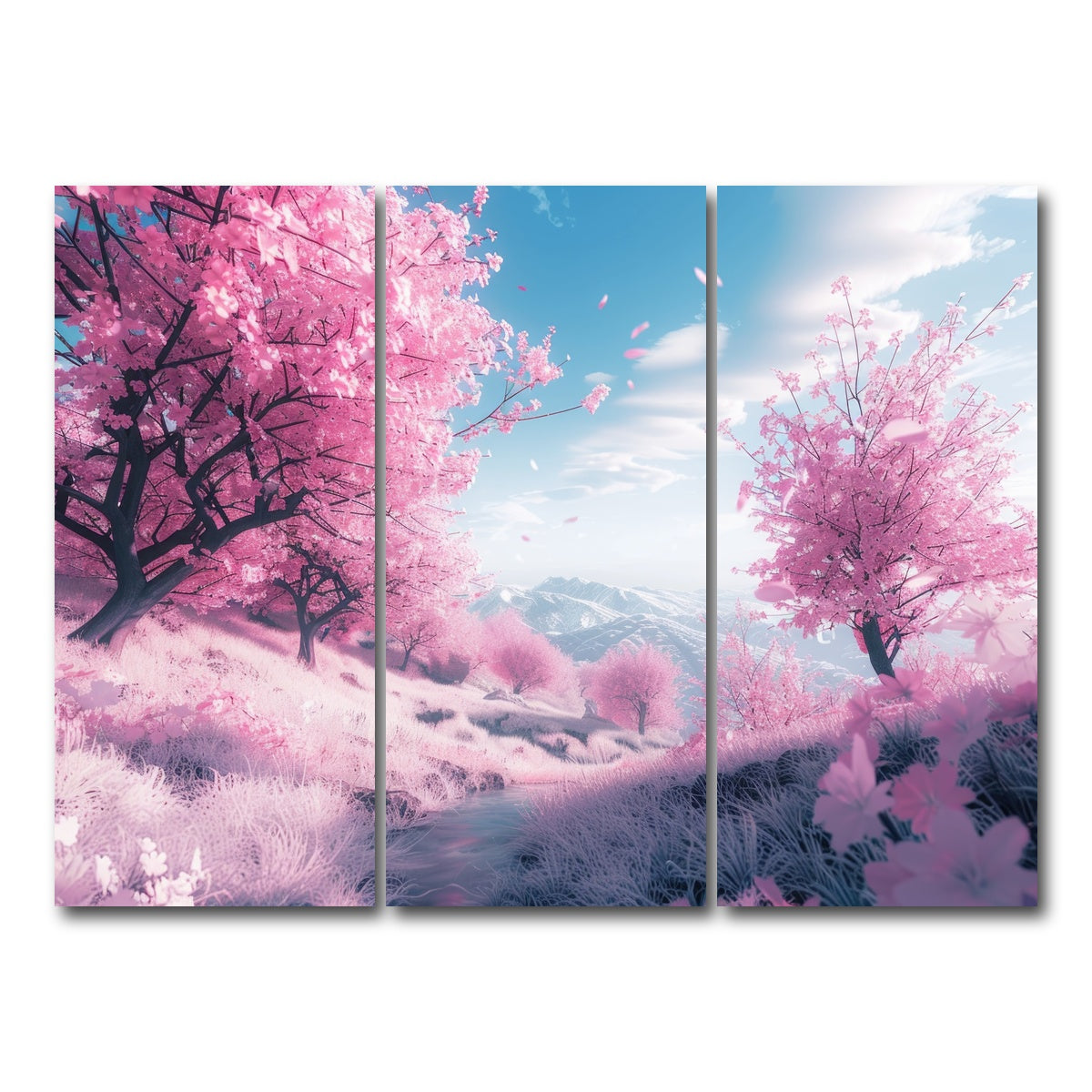 AUTO-MOCKUP WHITE | Pink Forest | 3 Piece | Gallery Wrap Canvas | group=8x18