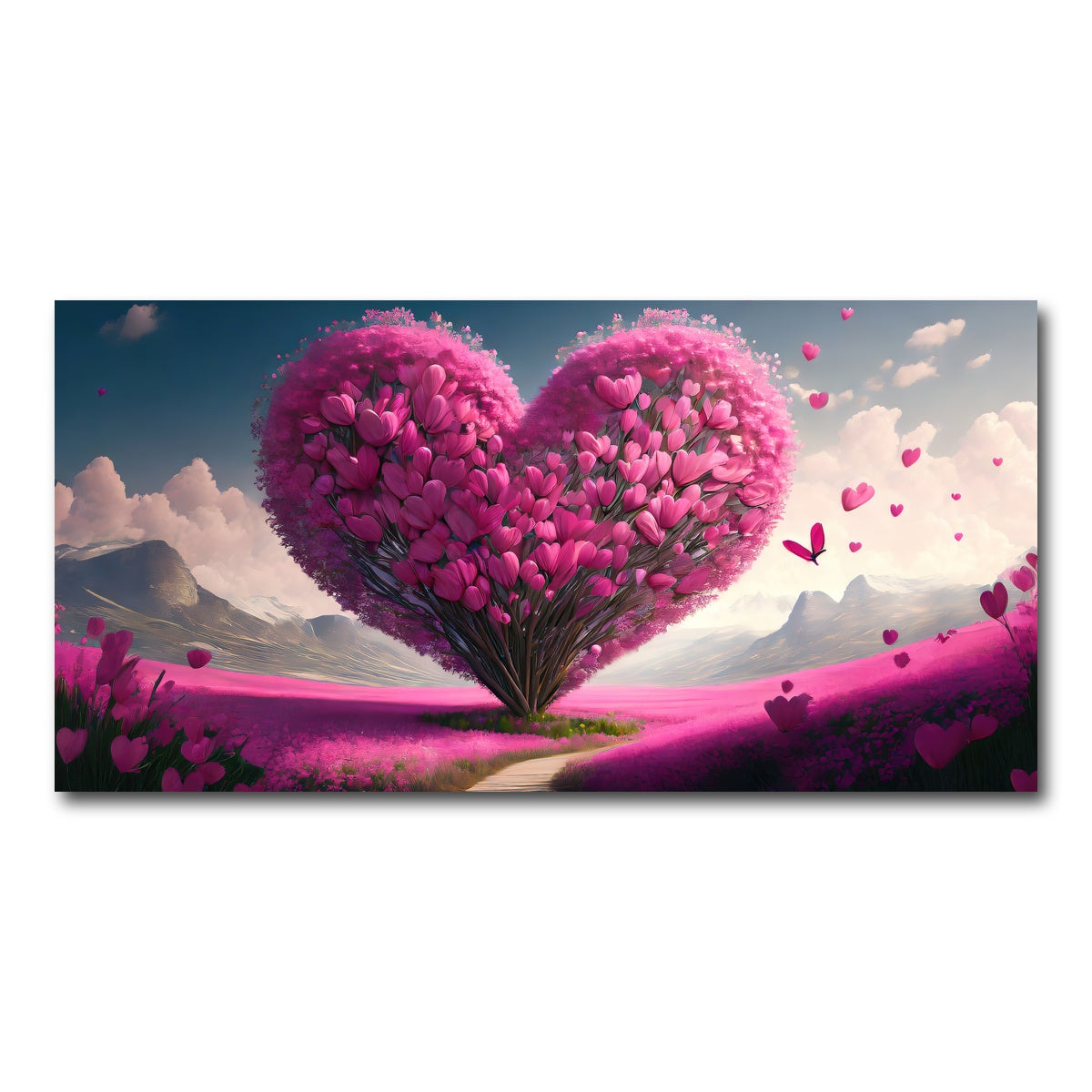 AUTO-MOCKUP WHITE | Pink Heart | 1 Piece | Gallery Wrap Canvas | group=2x1