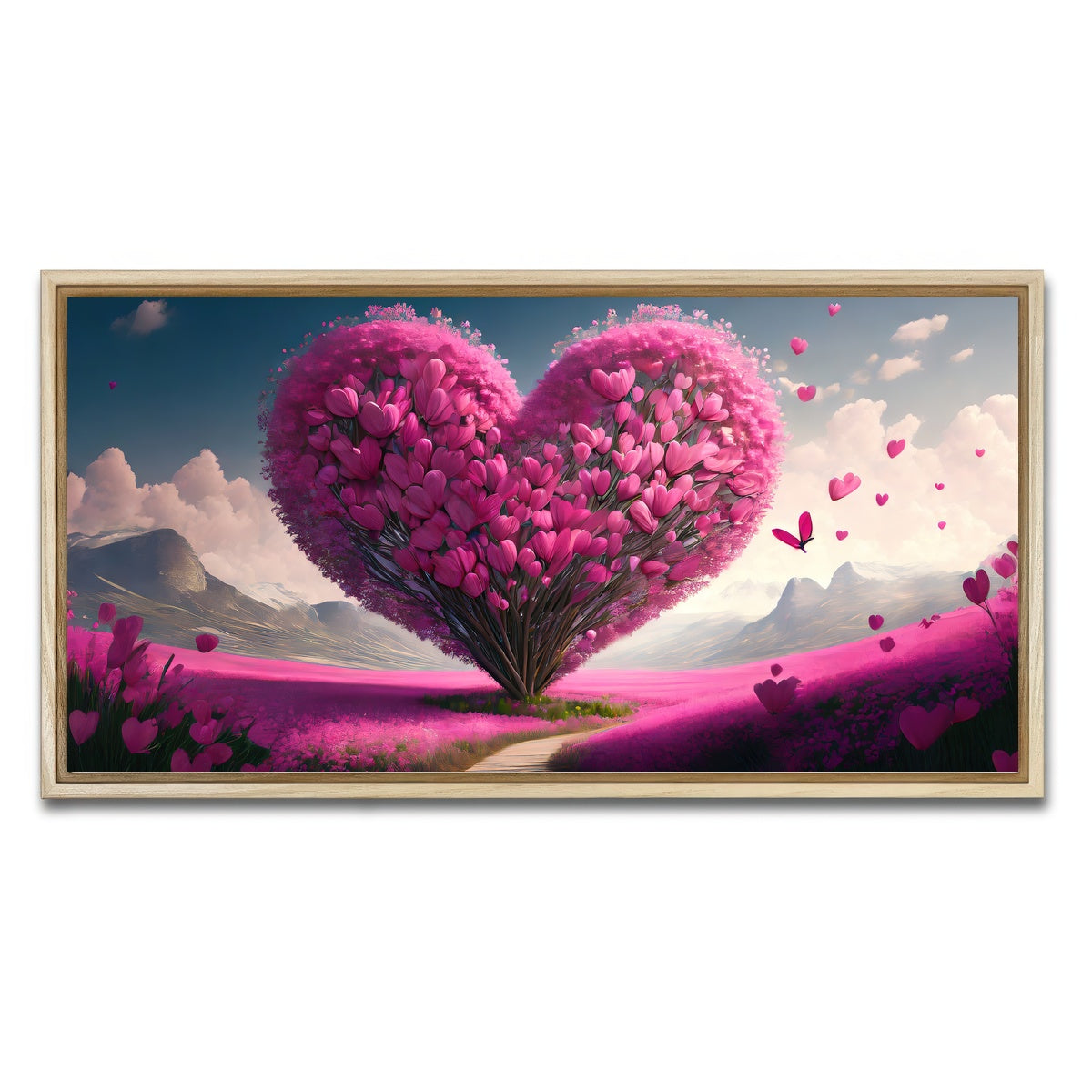 AUTO-MOCKUP WHITE | Pink Heart | 1 Piece | Natural Framed Canvas | group=2x1