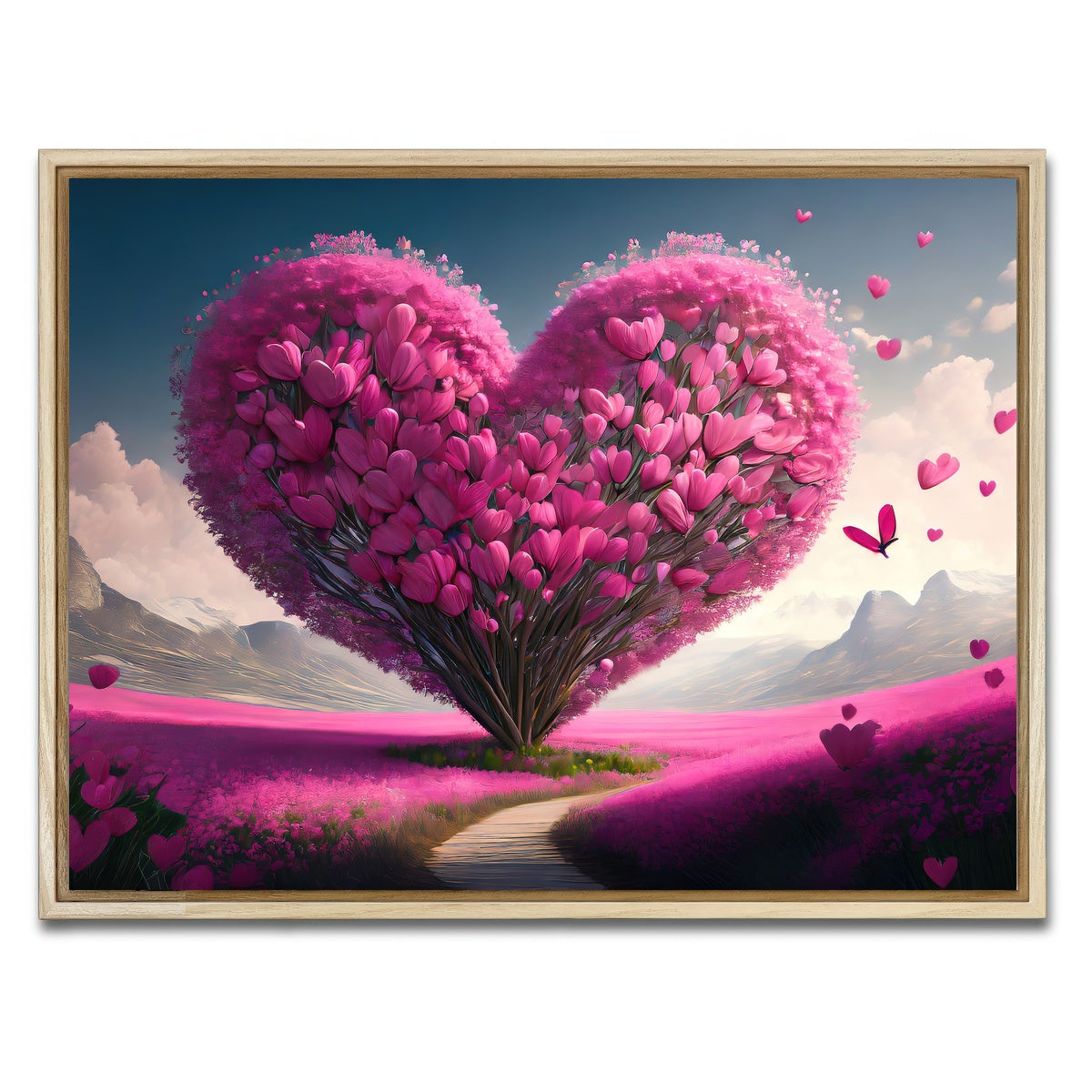AUTO-MOCKUP WHITE | Pink Heart | 1 Piece | Natural Framed Canvas | group=4x3