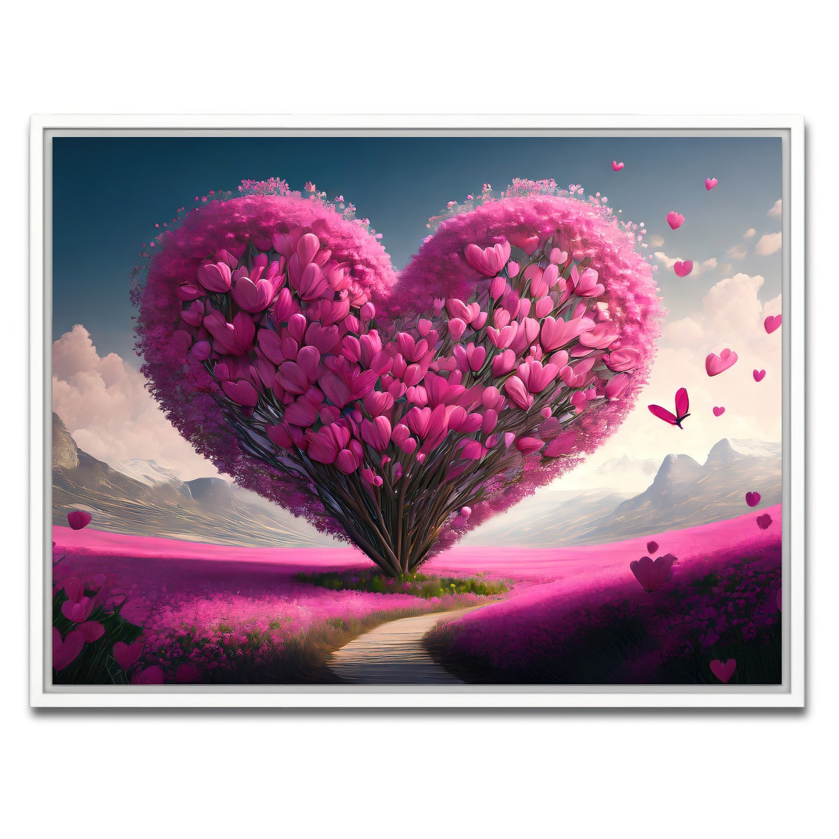 AUTO-MOCKUP WHITE | Pink Heart | 1 Piece | White Framed Canvas | group=4x3