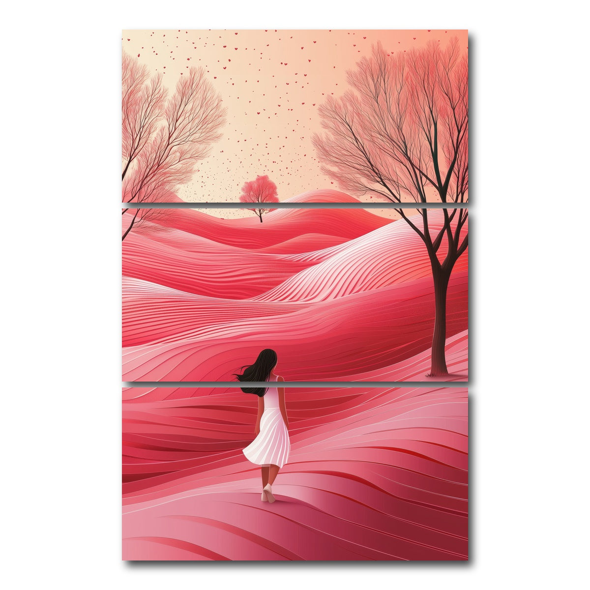 AUTO-MOCKUP WHITE | Pink Hills | 3 Piece | Gallery Wrap Canvas | group=12x24_stacked