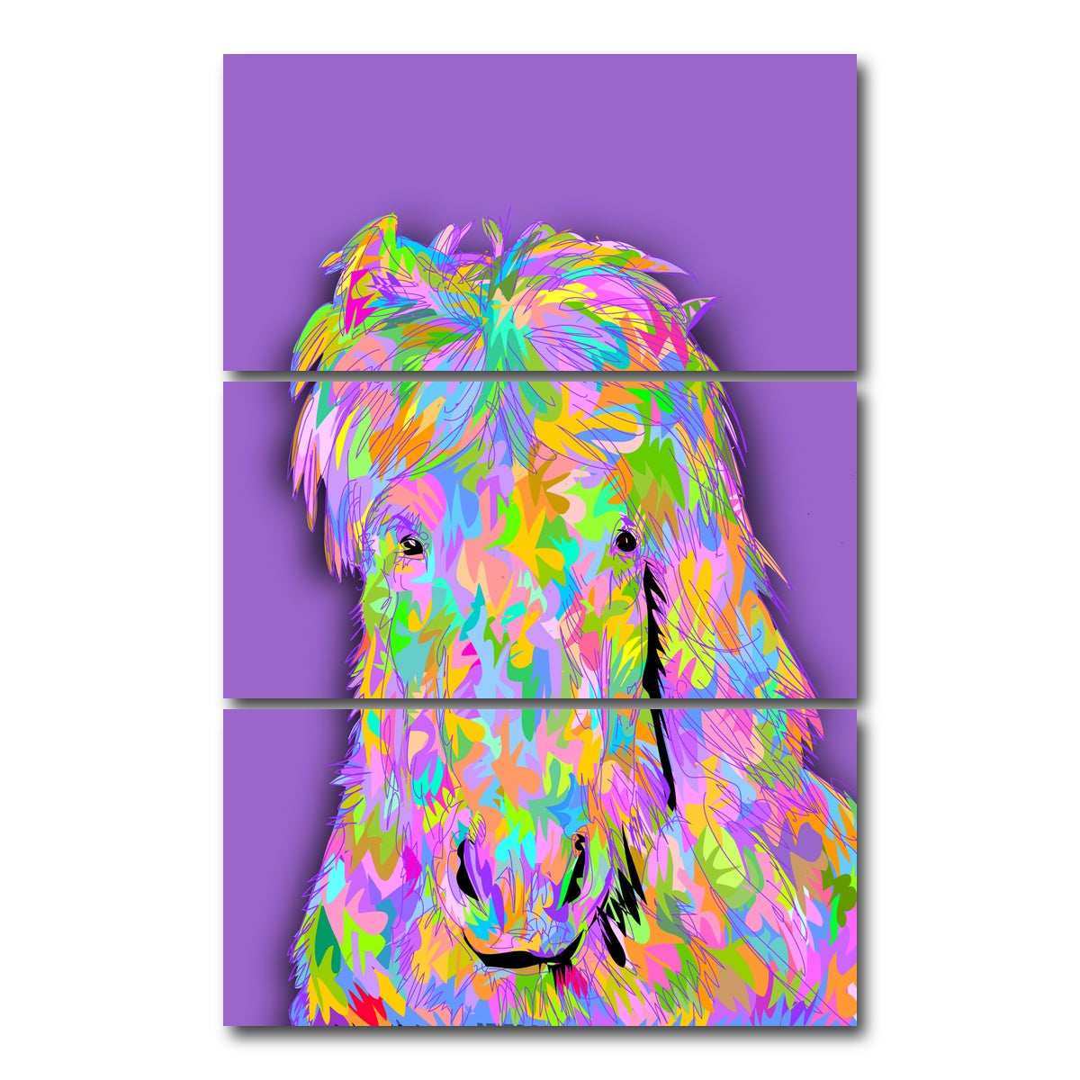 AUTO-MOCKUP WHITE | Pink Horsey | 3 Piece | Gallery Wrap Canvas | group=12x24_stacked