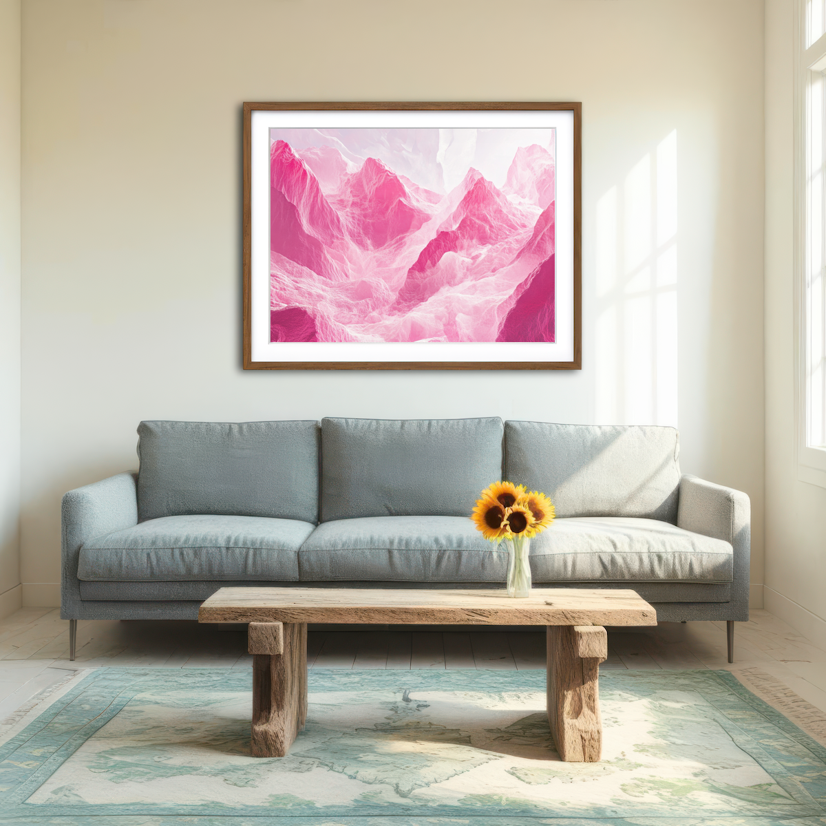 AUTO-MOCKUP ROOM | Pink Mountains Wall Art
