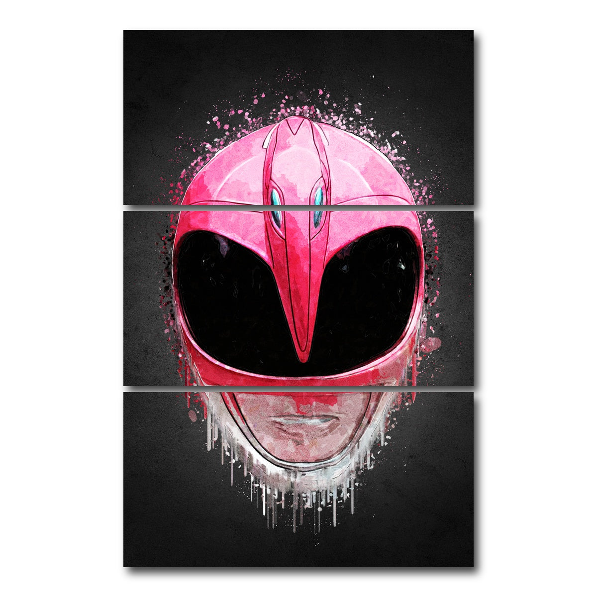 AUTO-MOCKUP WHITE | Pink Ranger Portrait | 3 Piece | Gallery Wrap Canvas | group=12x24_stacked