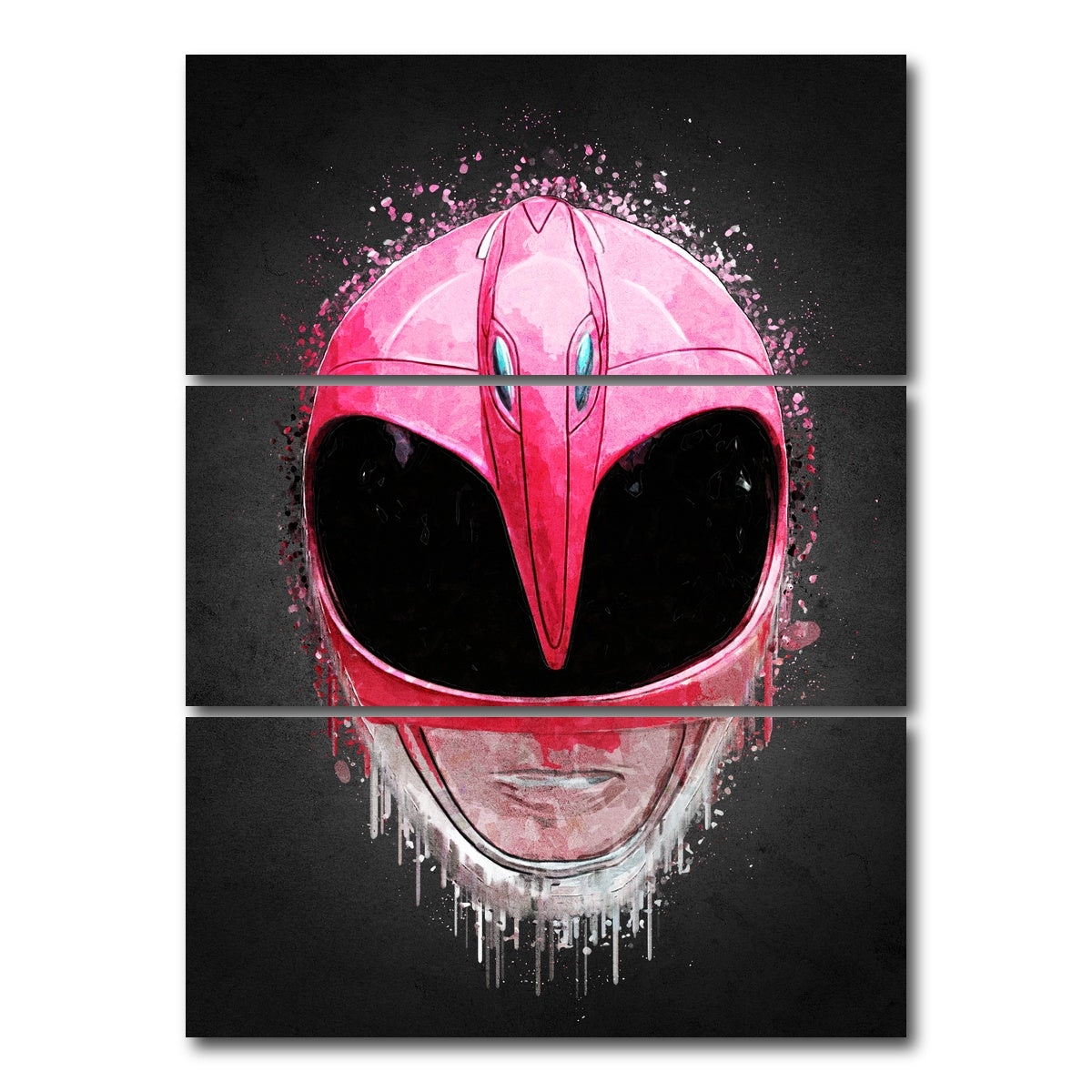 AUTO-MOCKUP WHITE | Pink Ranger Portrait | 3 Piece | Gallery Wrap Canvas | group=8x18_stacked