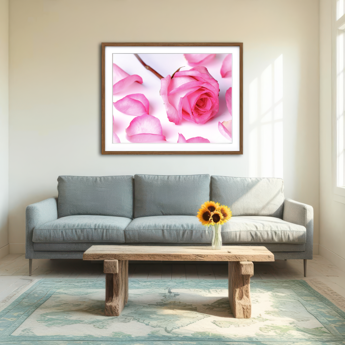 AUTO-MOCKUP ROOM | Pink Rose Petals Wall Art