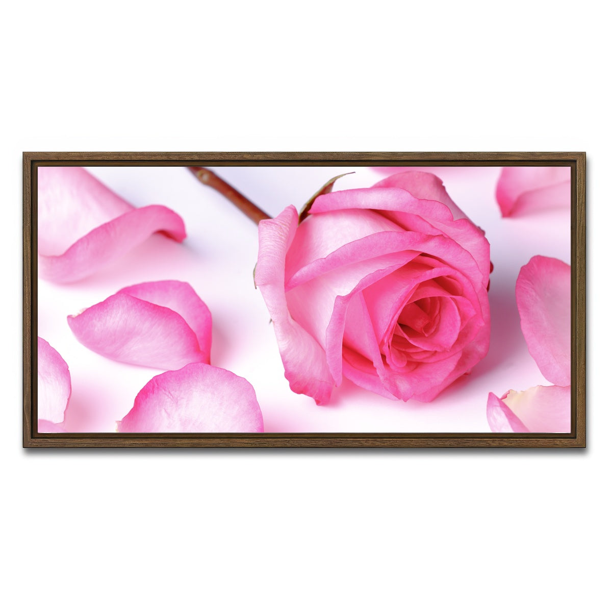 AUTO-MOCKUP WHITE | Pink Rose Petals | 1 Piece | Walnut Framed Canvas | group=2x1