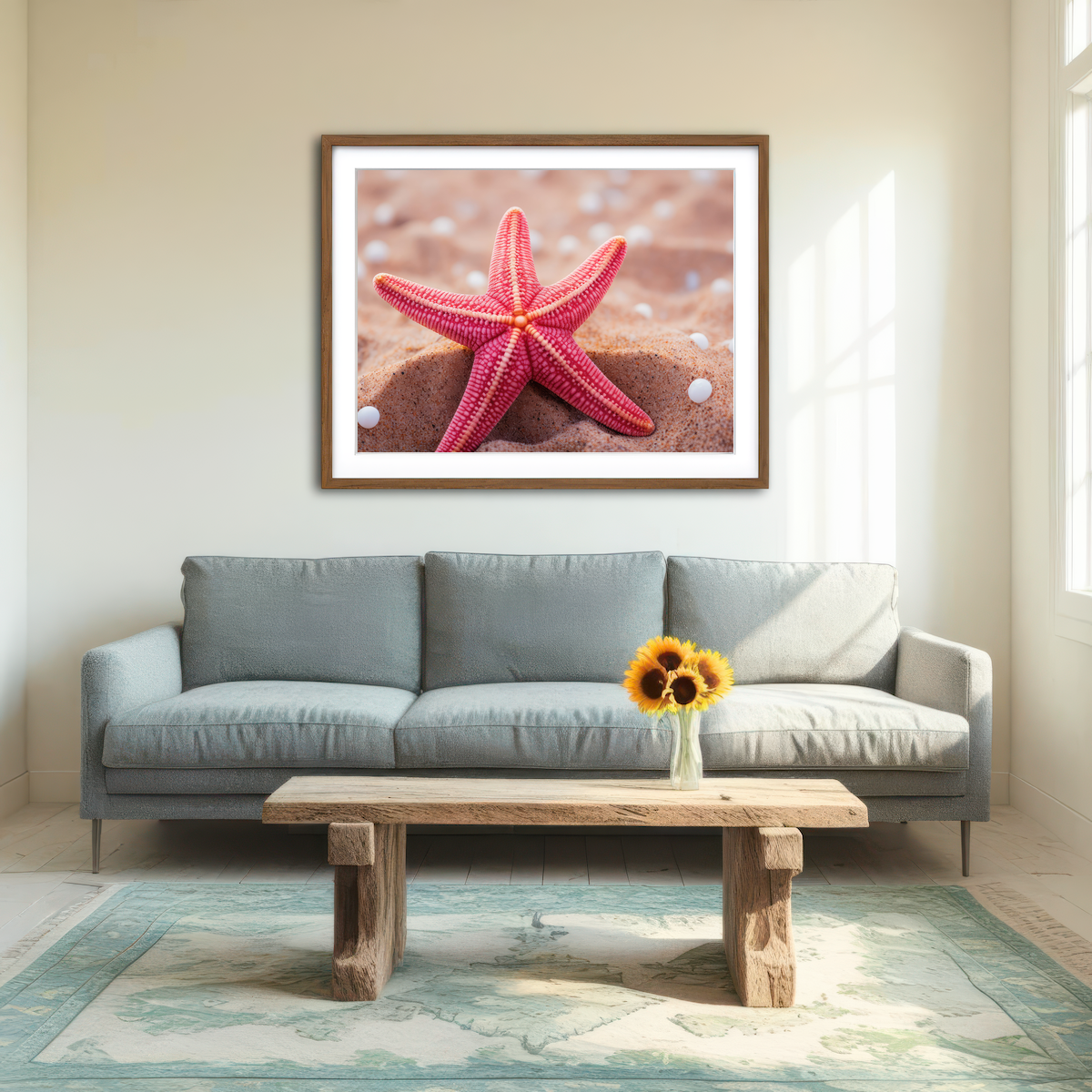 AUTO-MOCKUP ROOM | Pink Star Fish Wall Art