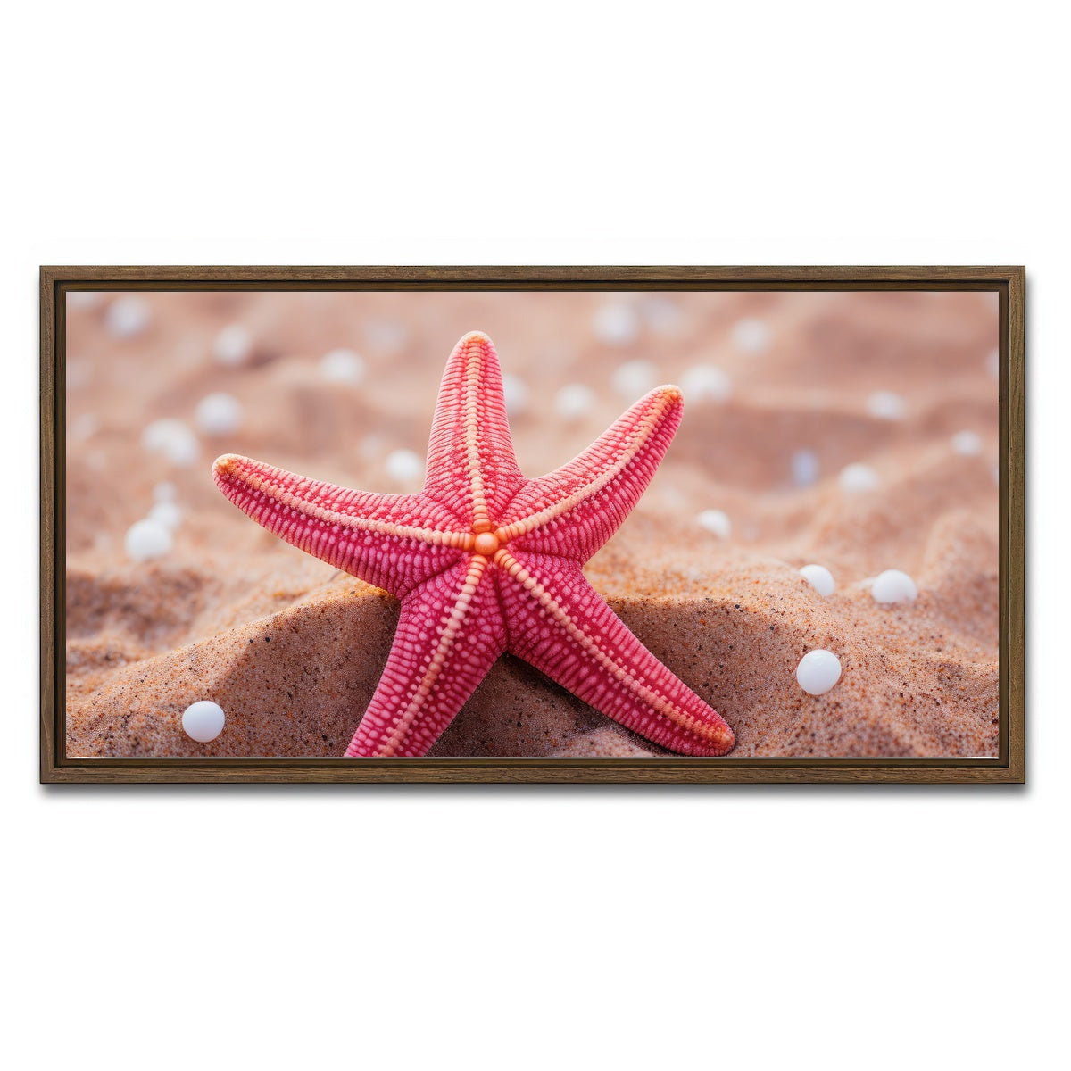 AUTO-MOCKUP WHITE | Pink Star Fish | 1 Piece | Walnut Framed Canvas | group=2x1