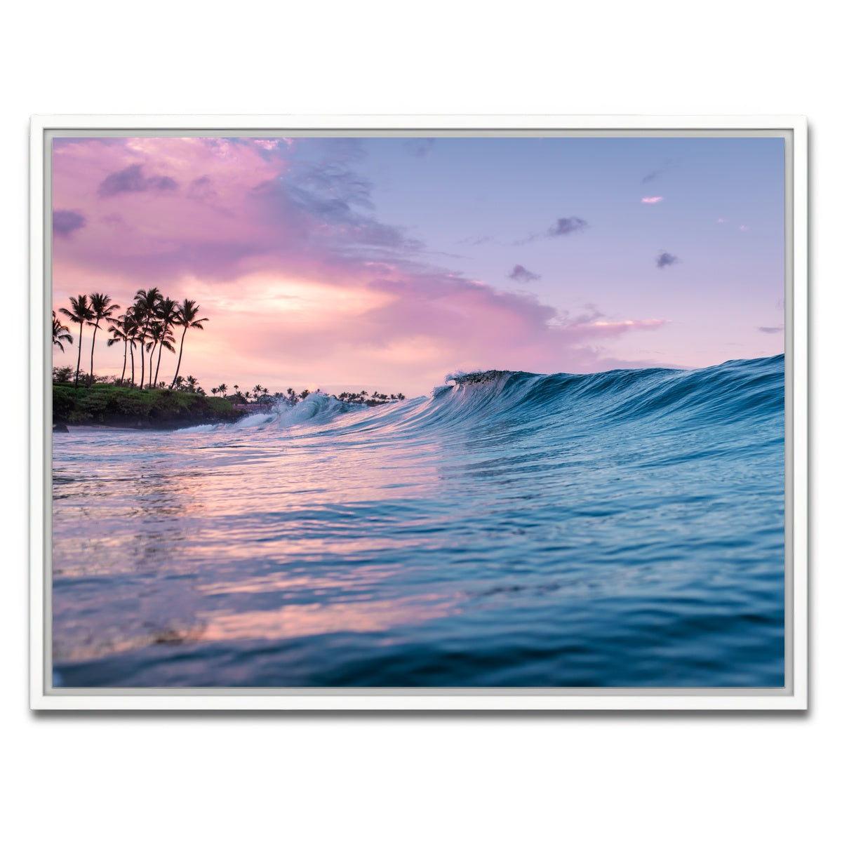 AUTO-MOCKUP WHITE | Pink Sunrise Blue Waves | 1 Piece | White Framed Canvas | group=4x3