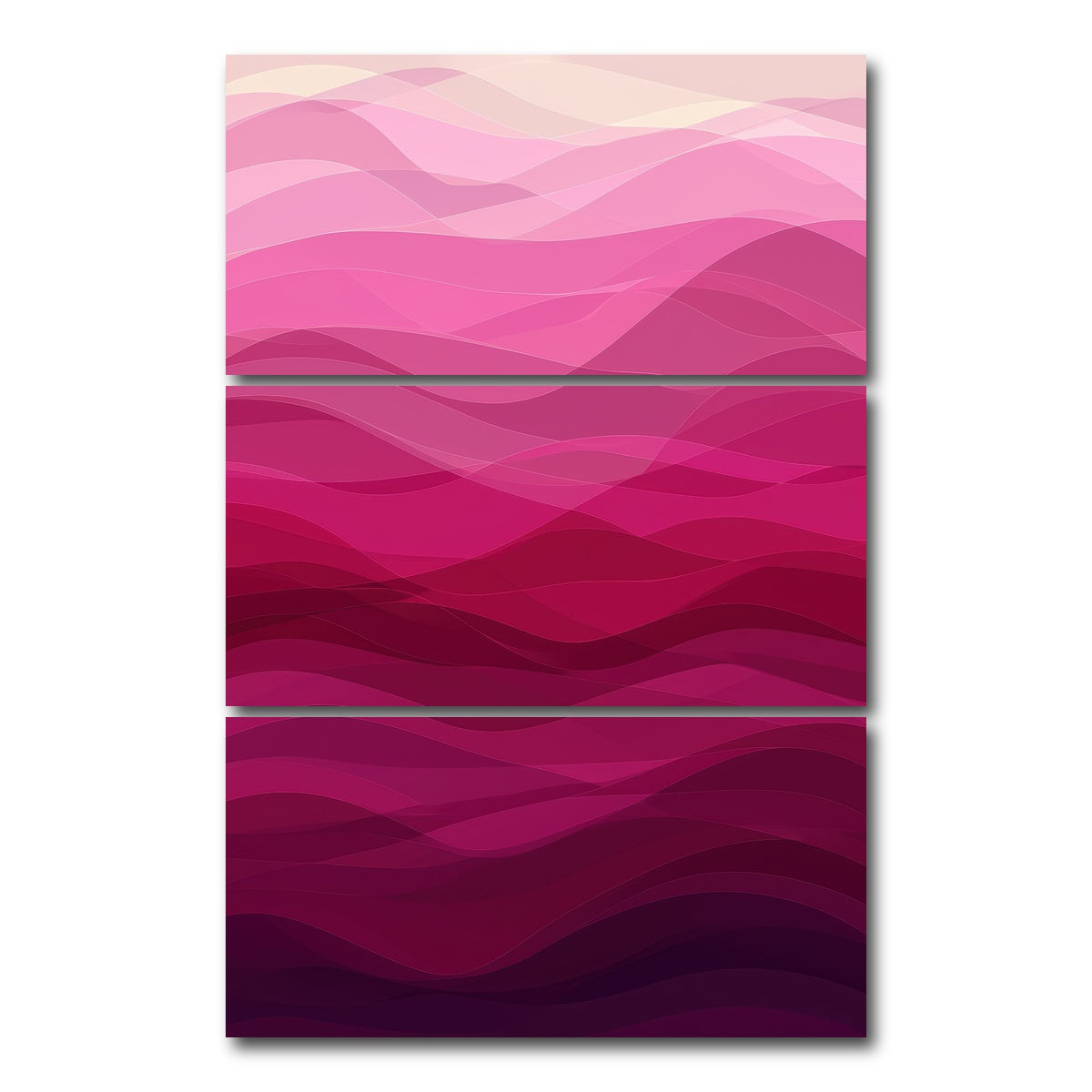 AUTO-MOCKUP WHITE | Pink Waves | 3 Piece | Gallery Wrap Canvas | group=12x24_stacked