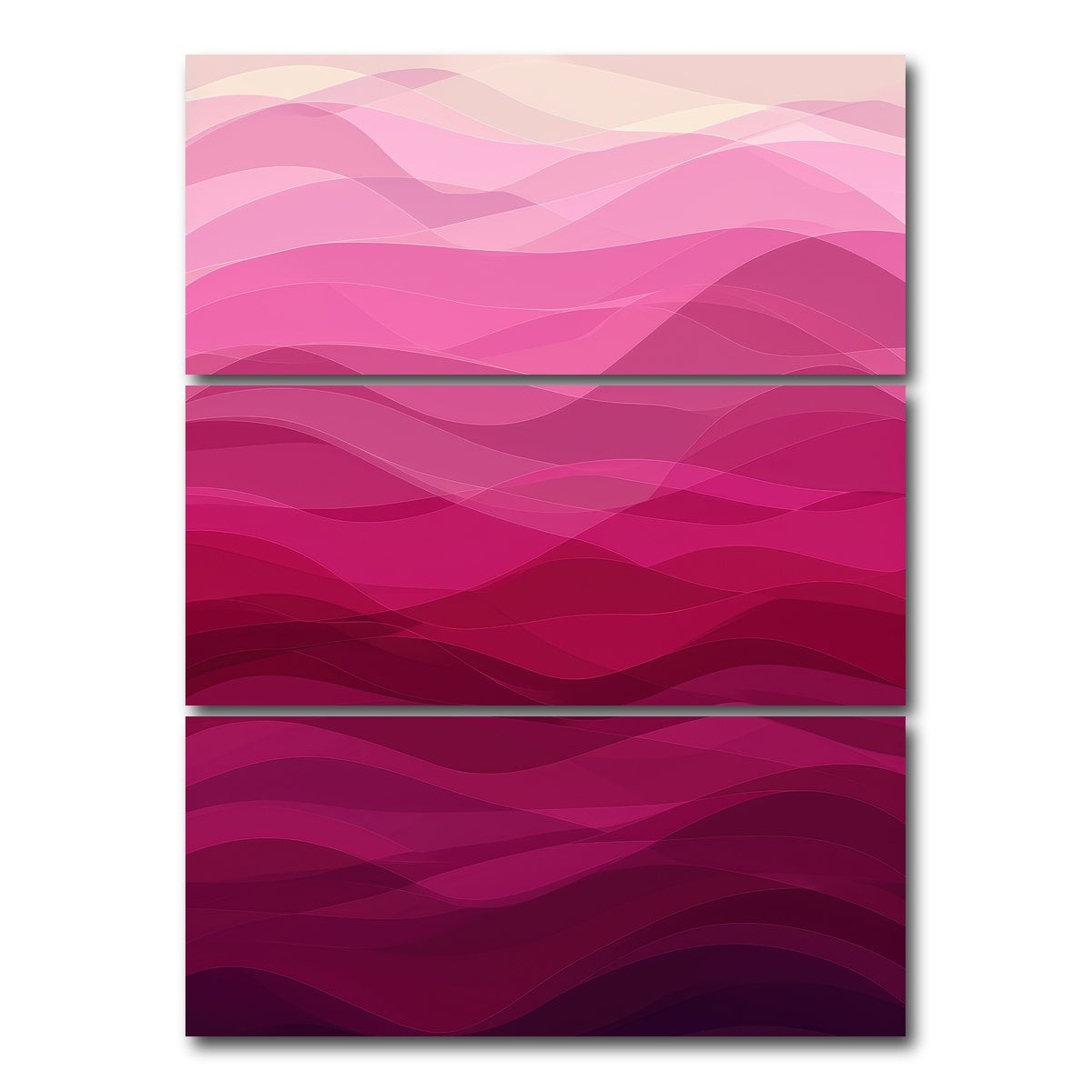 AUTO-MOCKUP WHITE | Pink Waves | 3 Piece | Gallery Wrap Canvas | group=8x18_stacked