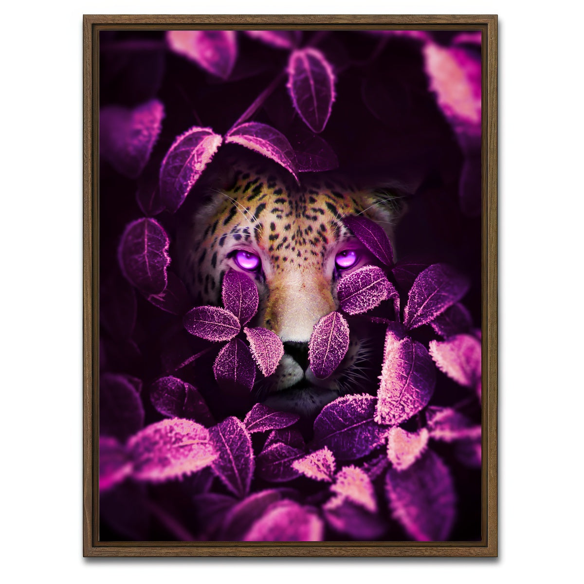 AUTO-MOCKUP WHITE | Pink eyes Jaguar | 1 Piece | Walnut Framed Canvas | group=3x4