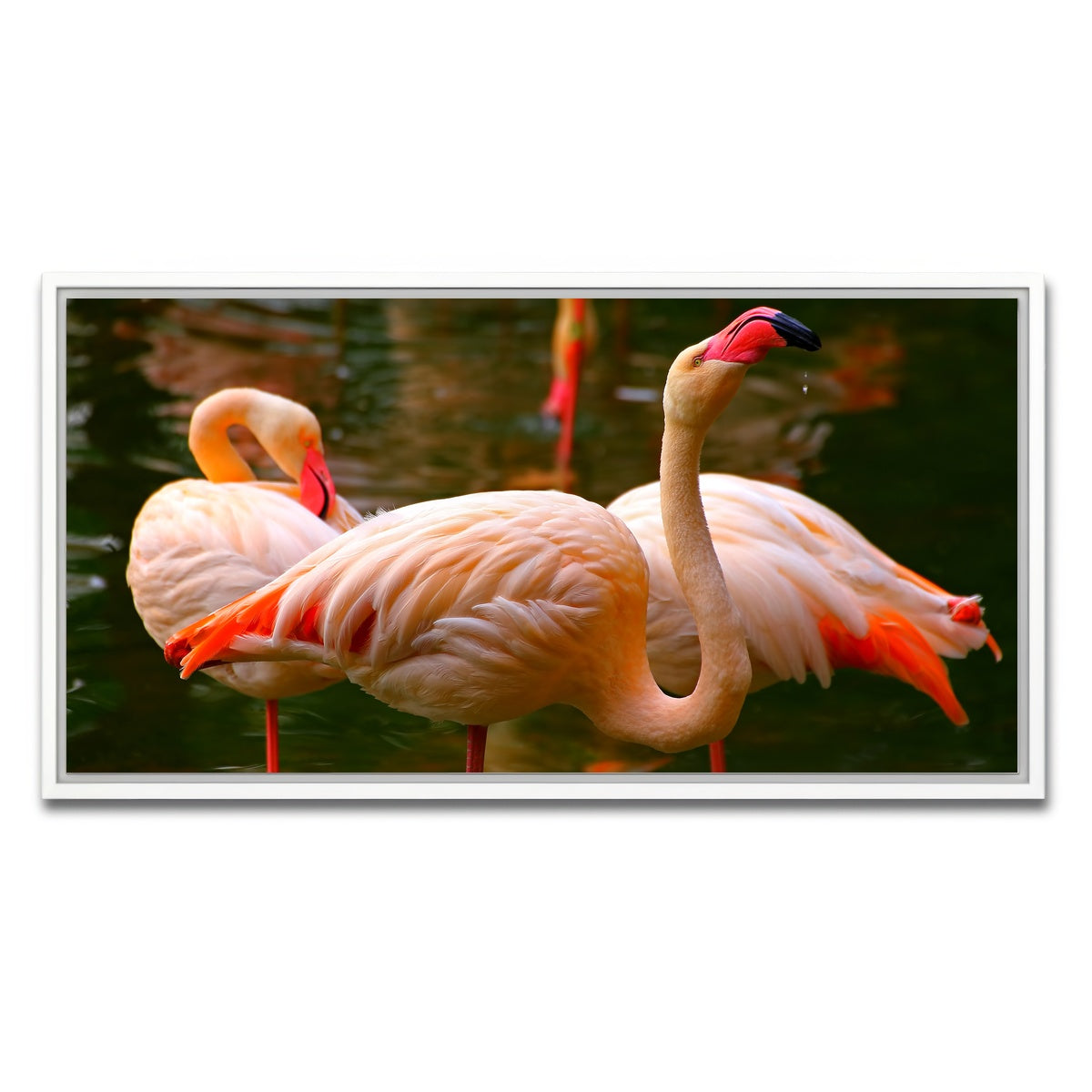 AUTO-MOCKUP WHITE | Pink flamingo birds | 1 Piece | White Framed Canvas | group=2x1