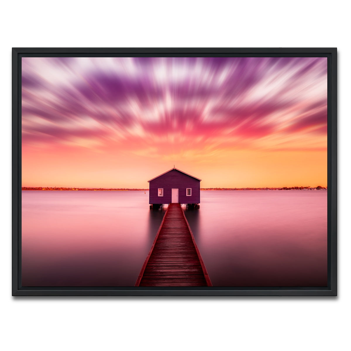AUTO-MOCKUP WHITE | Pink lake house | 1 Piece | Black Framed Canvas | group=4x3