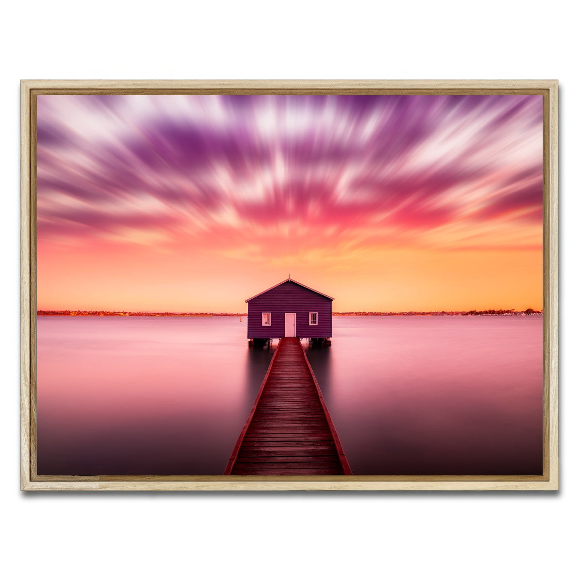 AUTO-MOCKUP WHITE | Pink lake house | 1 Piece | Natural Framed Canvas | group=4x3