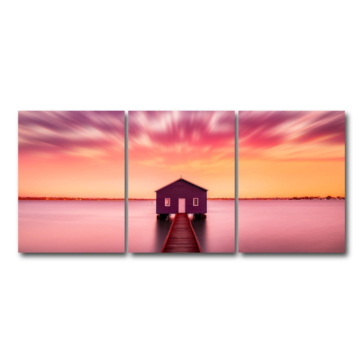AUTO-MOCKUP WHITE | Pink lake house | 3 Piece | Gallery Wrap Canvas | group=18x24
