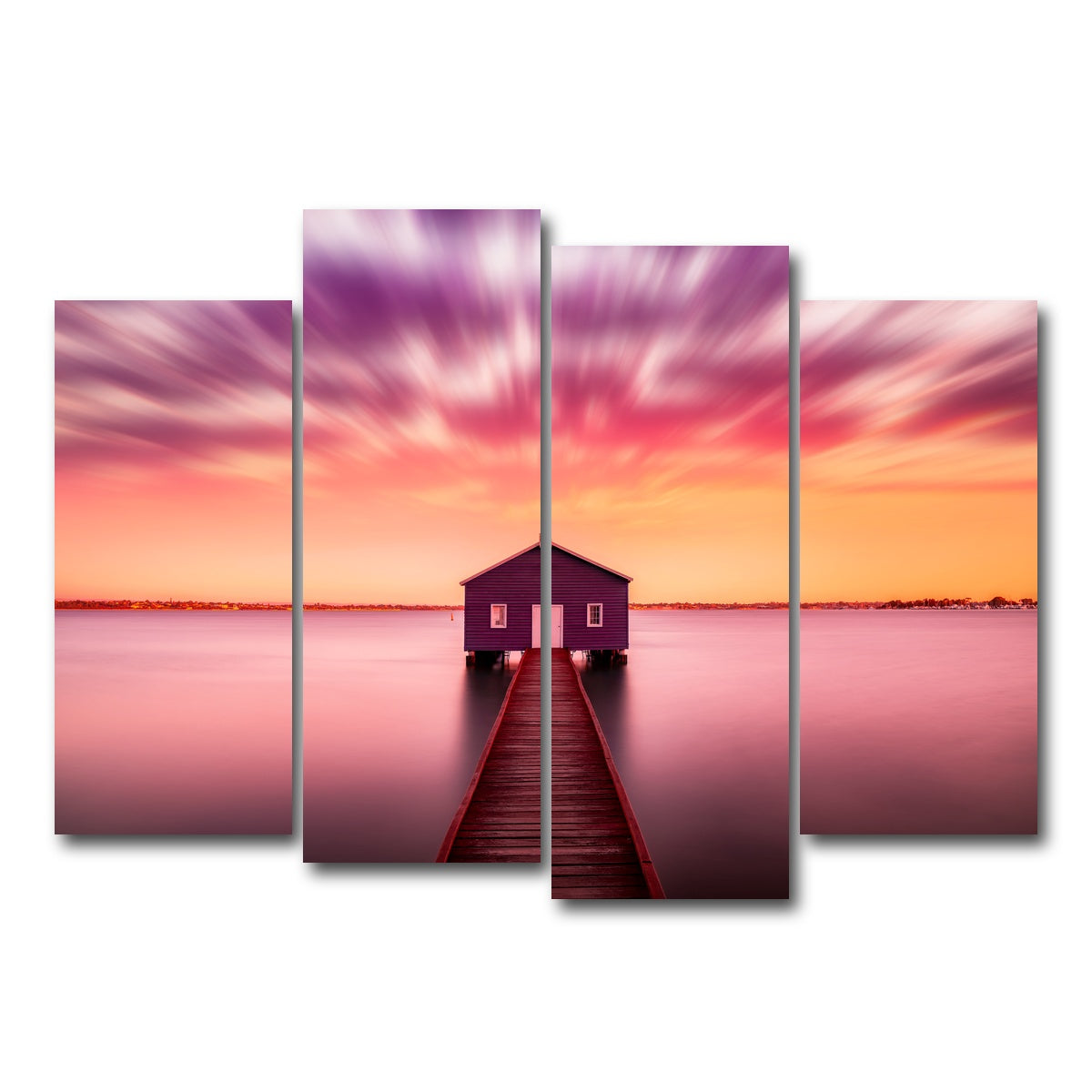 AUTO-MOCKUP WHITE | Pink lake house | 4 Piece | Gallery Wrap Canvas | group=4_normal