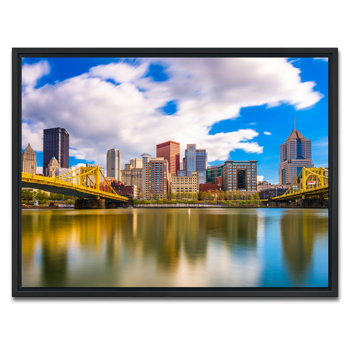 AUTO-MOCKUP WHITE | Pittsburgh Allegheny River | 1 Piece | Black Framed Canvas | group=4x3
