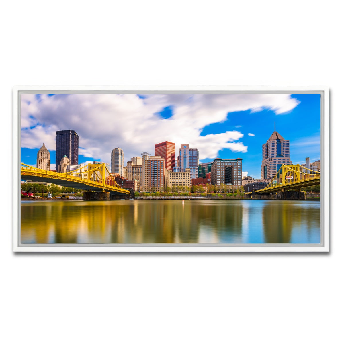 AUTO-MOCKUP WHITE | Pittsburgh Allegheny River | 1 Piece | White Framed Canvas | group=2x1