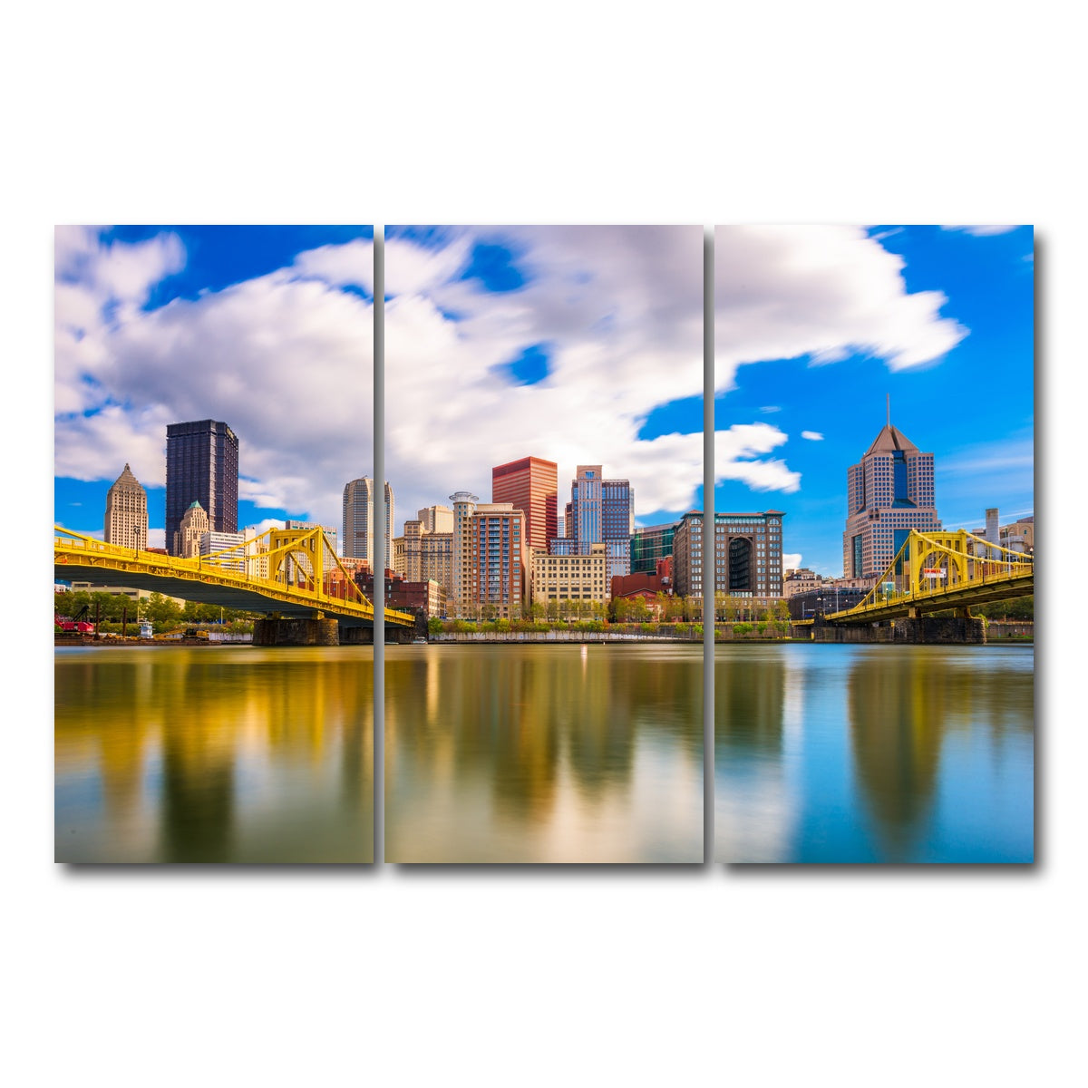 AUTO-MOCKUP WHITE | Pittsburgh Allegheny River | 3 Piece | Gallery Wrap Canvas | group=12x24