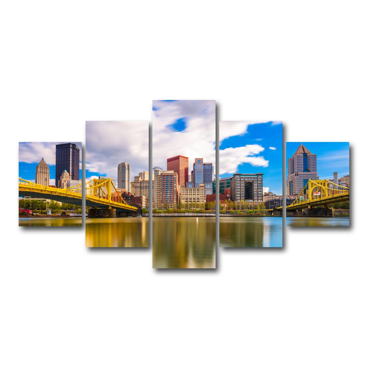 AUTO-MOCKUP WHITE | Pittsburgh Allegheny River | 5 Piece | Gallery Wrap Canvas | group=5_short