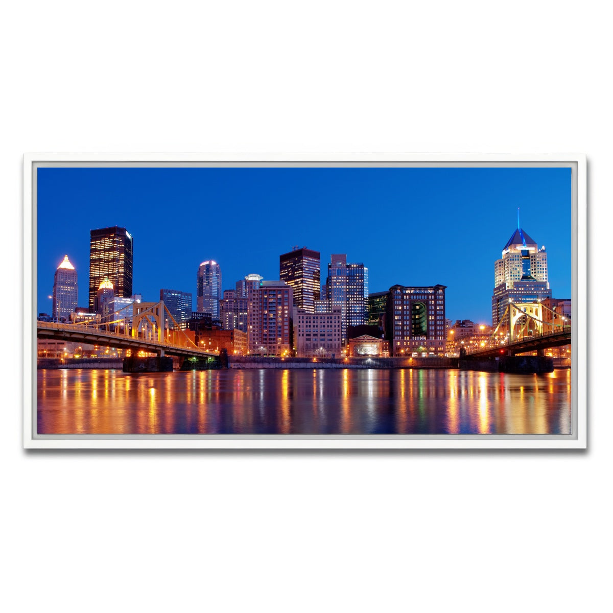 AUTO-MOCKUP WHITE | Pittsburgh At Night | 1 Piece | White Framed Canvas | group=2x1