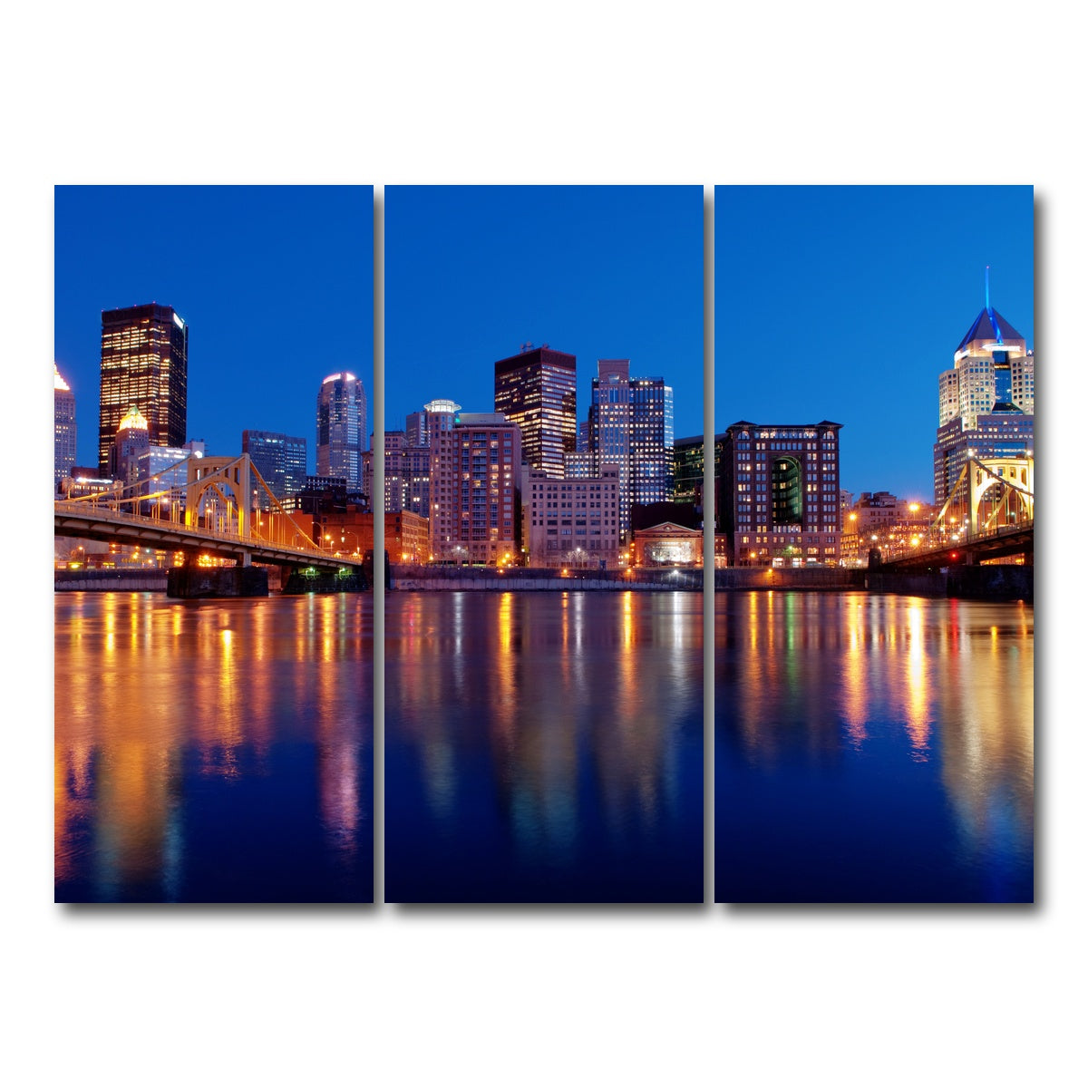 AUTO-MOCKUP WHITE | Pittsburgh At Night | 3 Piece | Gallery Wrap Canvas | group=8x18