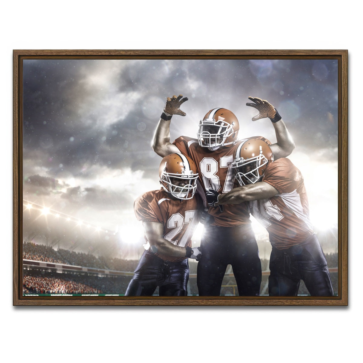 AUTO-MOCKUP WHITE | Players in Action | 1 Piece | Walnut Framed Canvas | group=4x3
