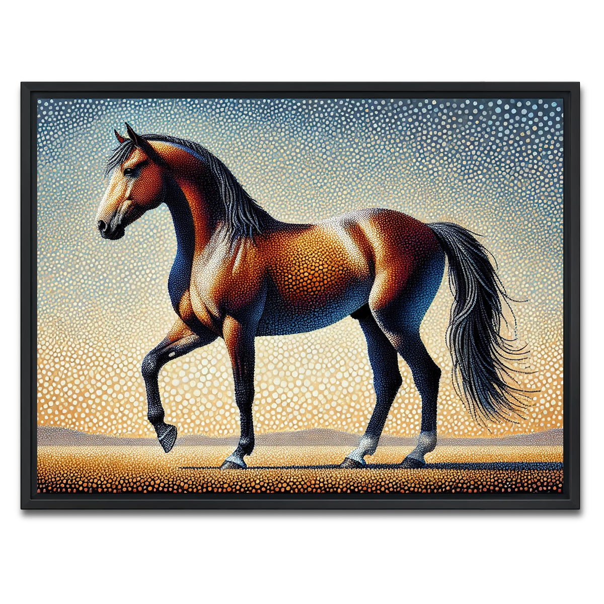 AUTO-MOCKUP WHITE | Pointillism Horse | 1 Piece | Black Framed Canvas | group=4x3