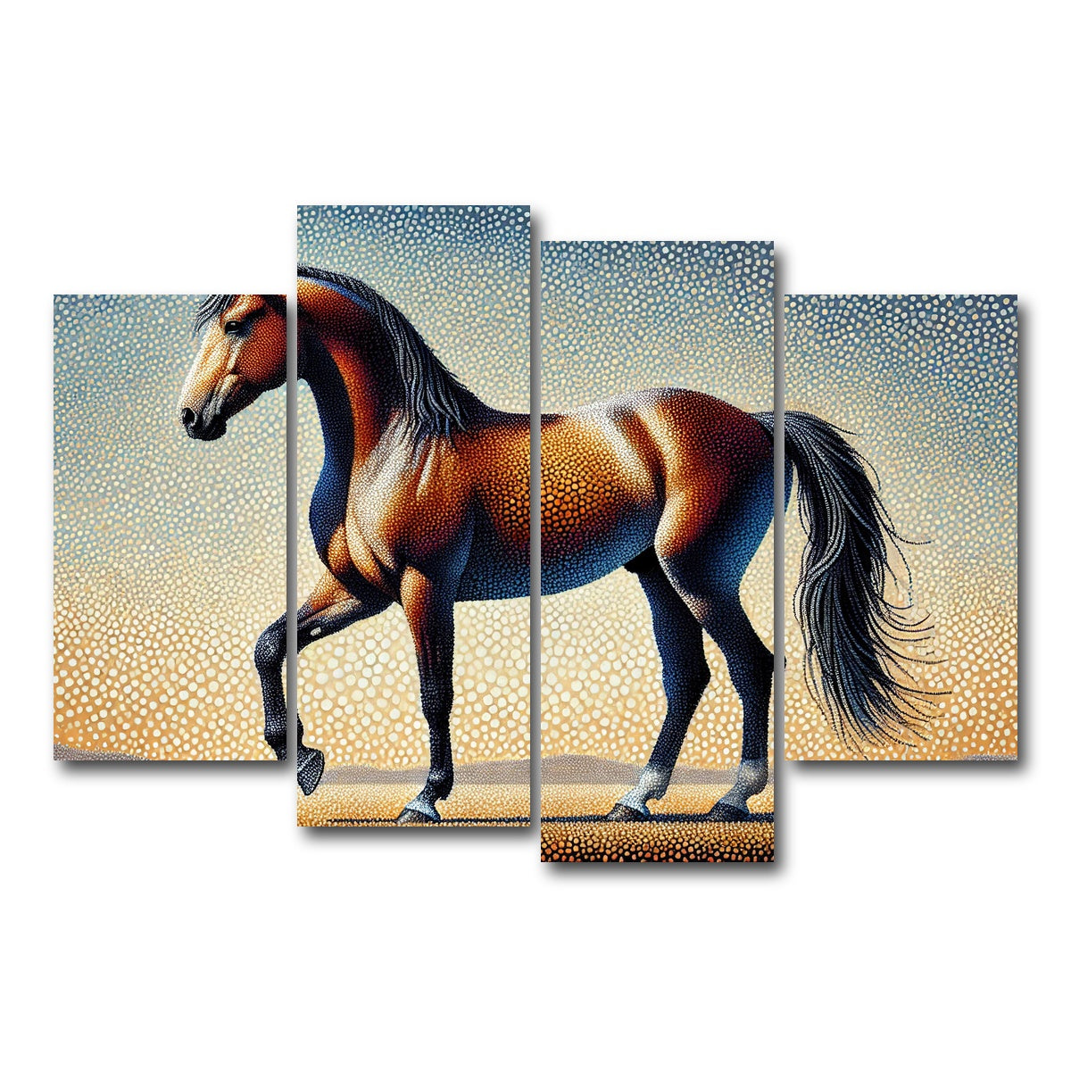 AUTO-MOCKUP WHITE | Pointillism Horse | 4 Piece | Gallery Wrap Canvas | group=4_short