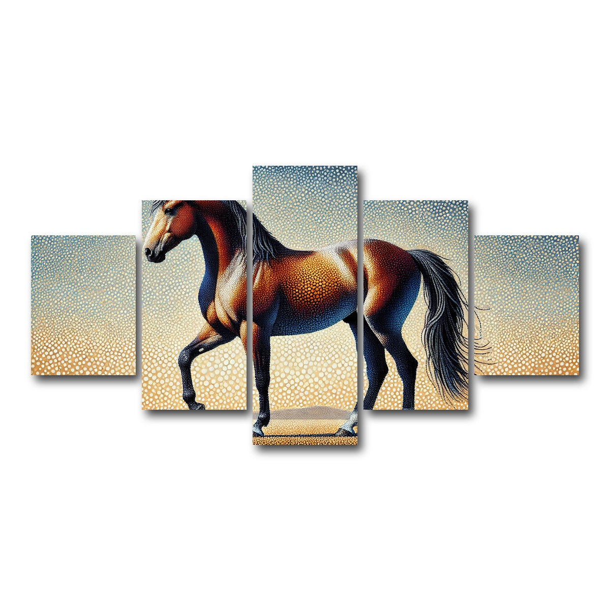 AUTO-MOCKUP WHITE | Pointillism Horse | 5 Piece | Gallery Wrap Canvas | group=5_short