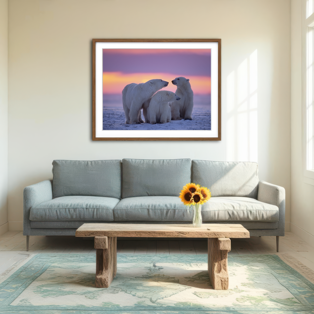 AUTO-MOCKUP ROOM | Polar Bear Family - Canadian Arctic Wall Art