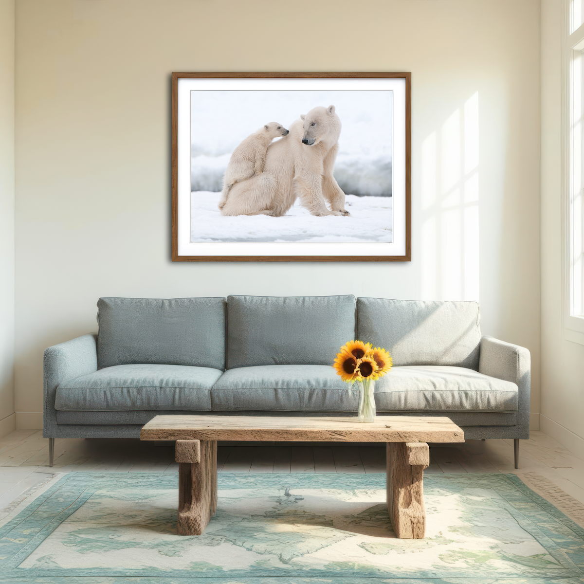 AUTO-MOCKUP ROOM | Polar Bear with Cub Wall Art