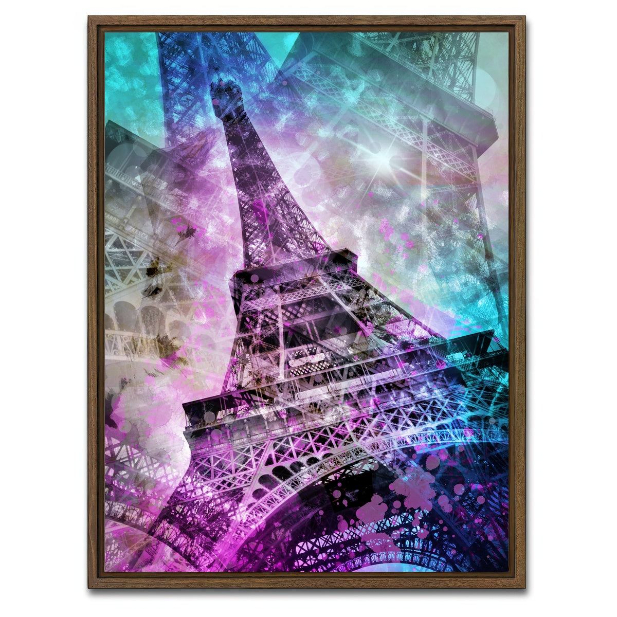 AUTO-MOCKUP WHITE | Pop Art Eiffel Tower | 1 Piece | Walnut Framed Canvas | group=3x4