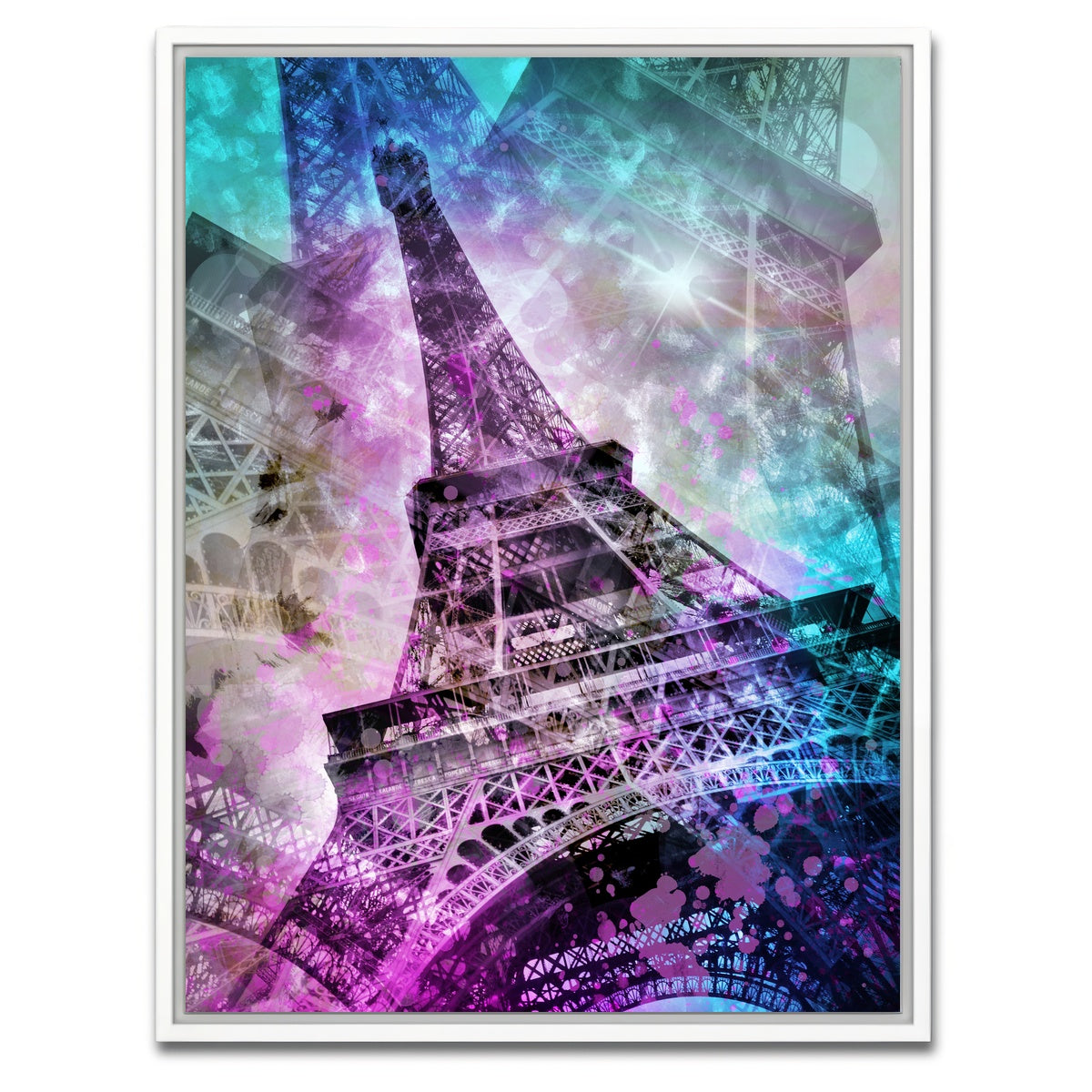 AUTO-MOCKUP WHITE | Pop Art Eiffel Tower | 1 Piece | White Framed Canvas | group=3x4