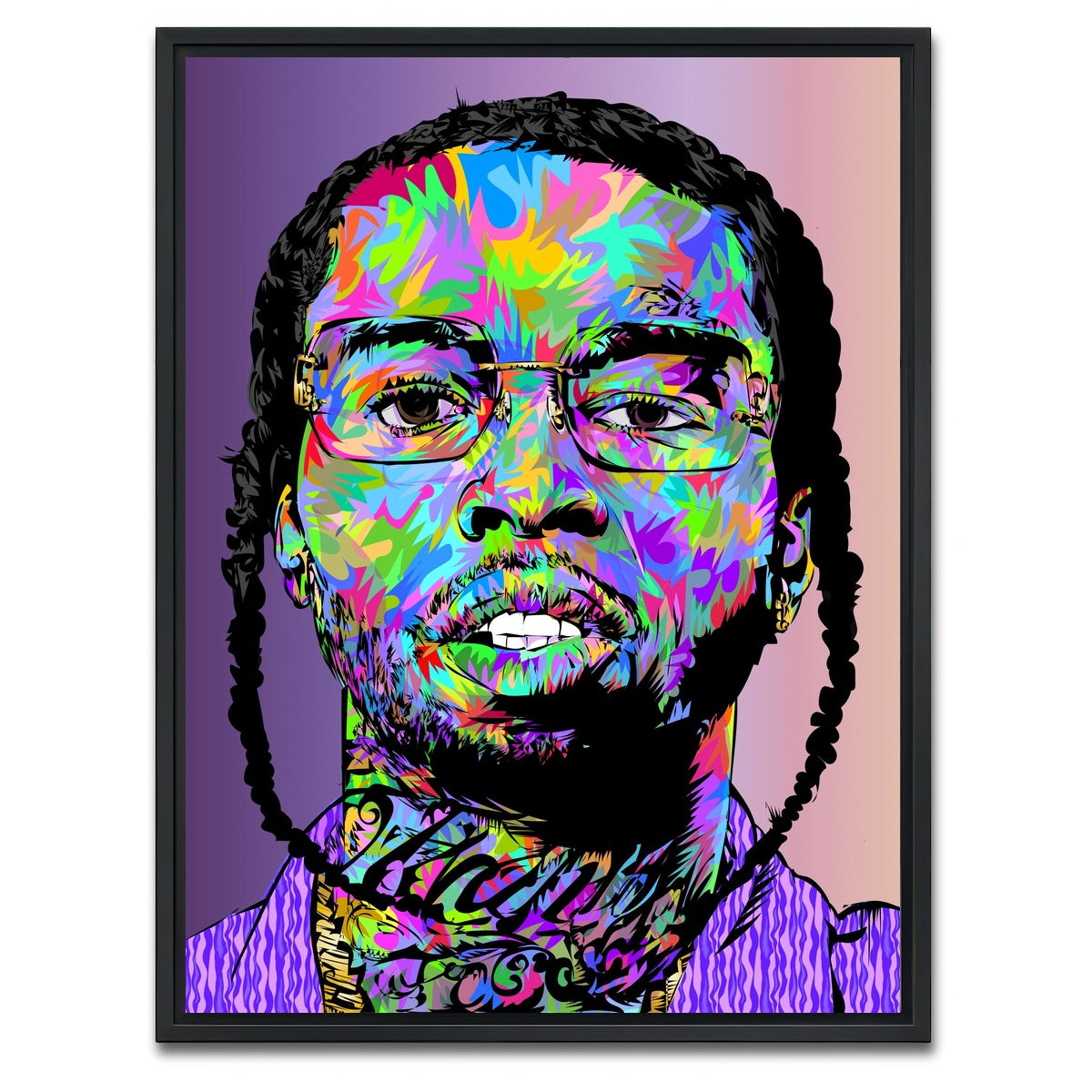 AUTO-MOCKUP WHITE | Pop Smoke Abstract | 1 Piece | Black Framed Canvas | group=3x4