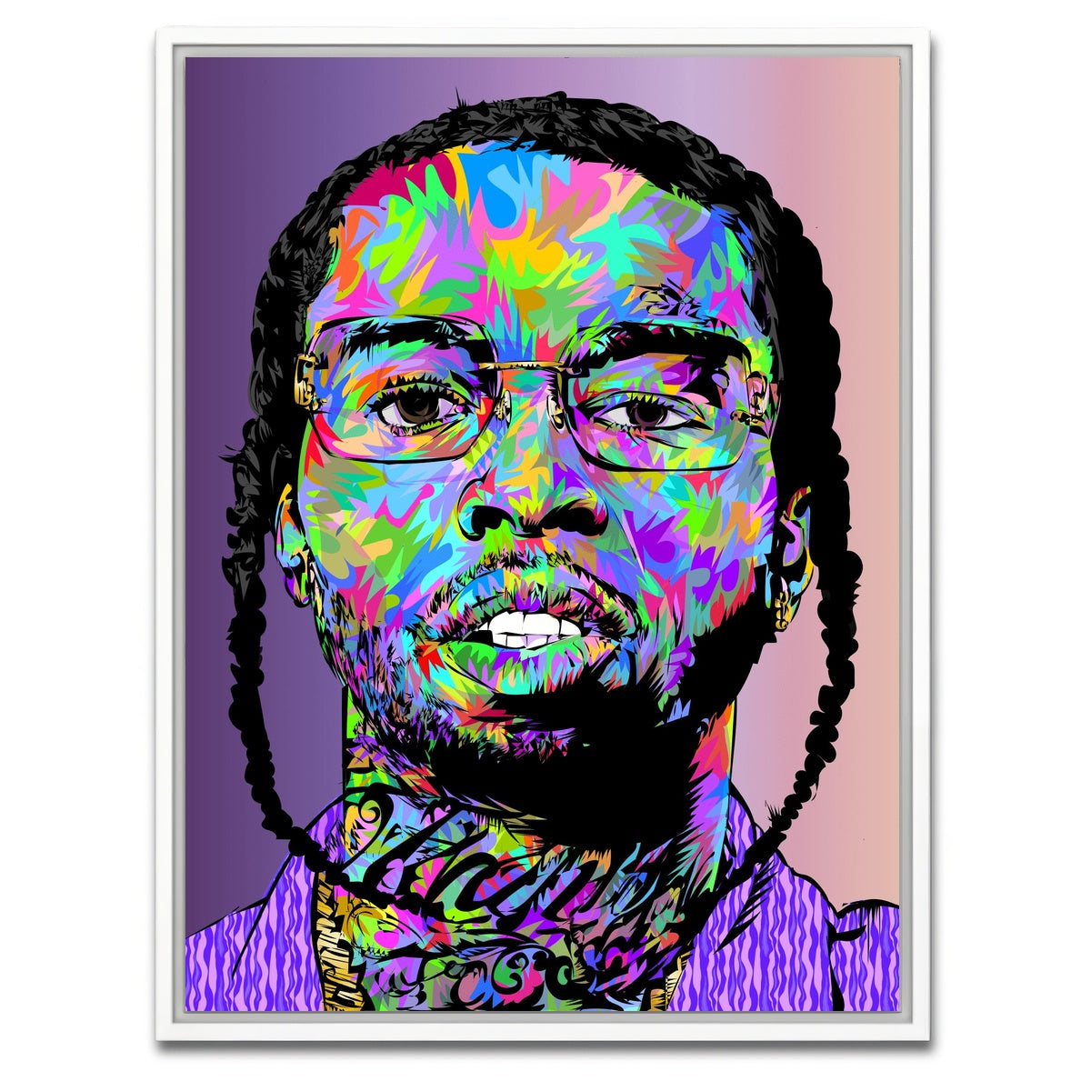 AUTO-MOCKUP WHITE | Pop Smoke Abstract | 1 Piece | White Framed Canvas | group=3x4