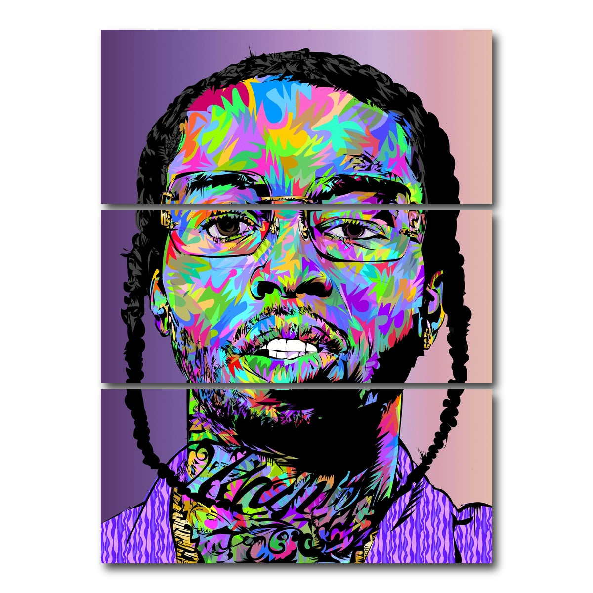 AUTO-MOCKUP WHITE | Pop Smoke Abstract | 3 Piece | Gallery Wrap Canvas | group=8x18_stacked