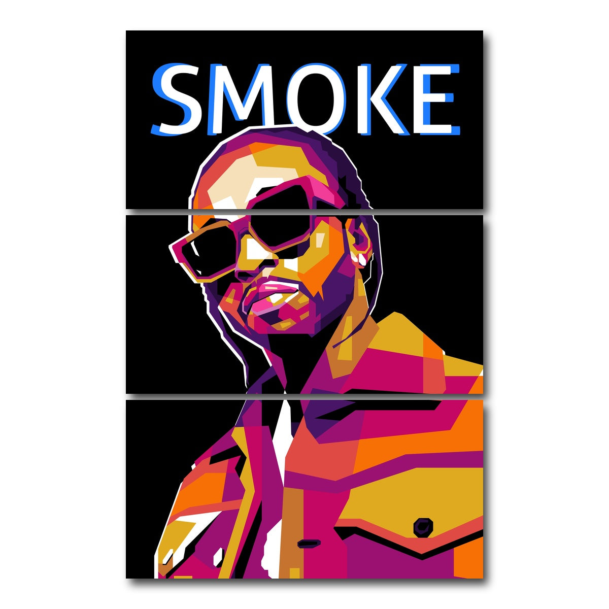 AUTO-MOCKUP WHITE | Pop Smoke WPAP | 3 Piece | Gallery Wrap Canvas | group=12x24_stacked